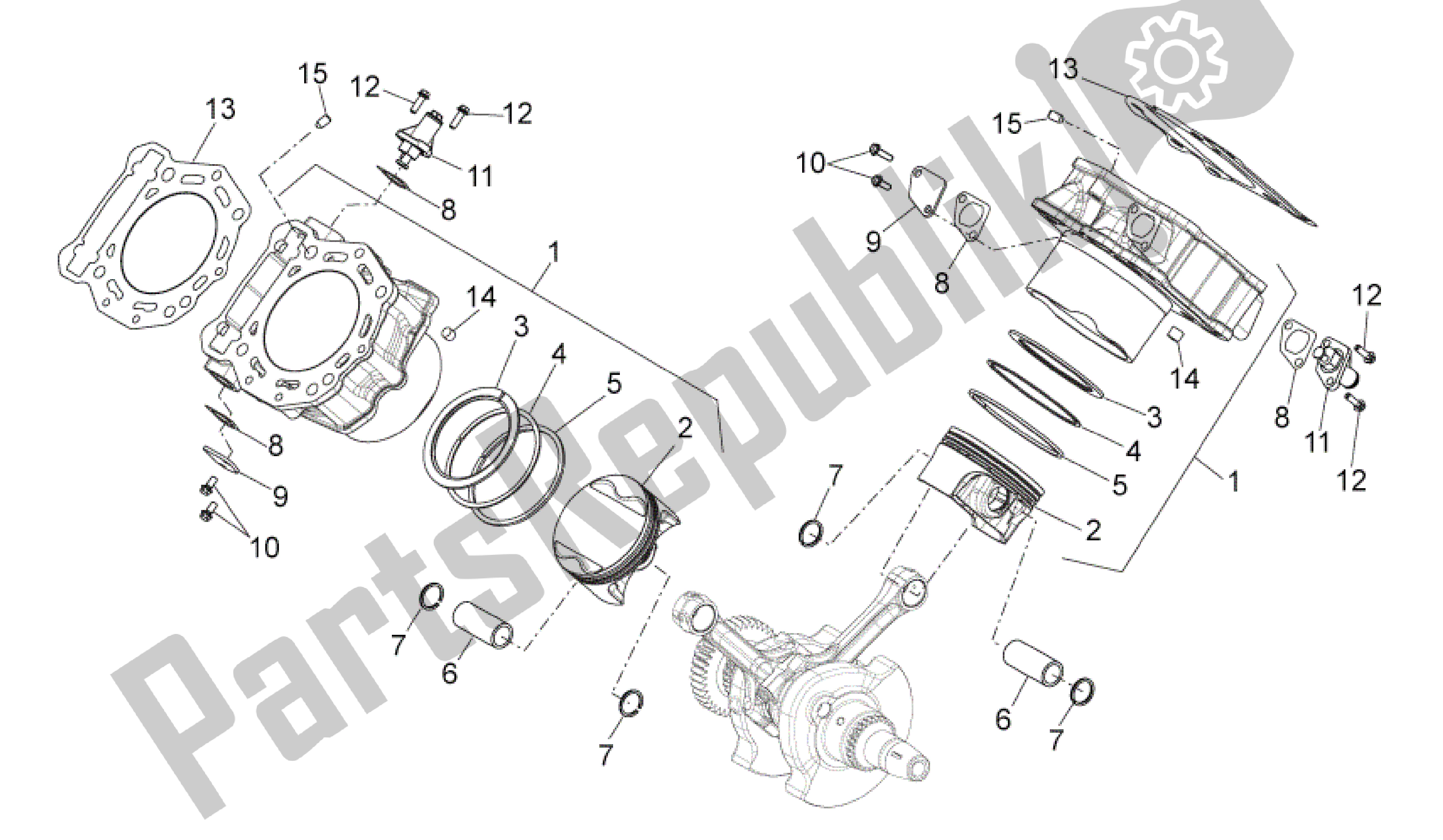 All parts for the Cylinder With Piston of the Aprilia Dorsoduro 750 2010