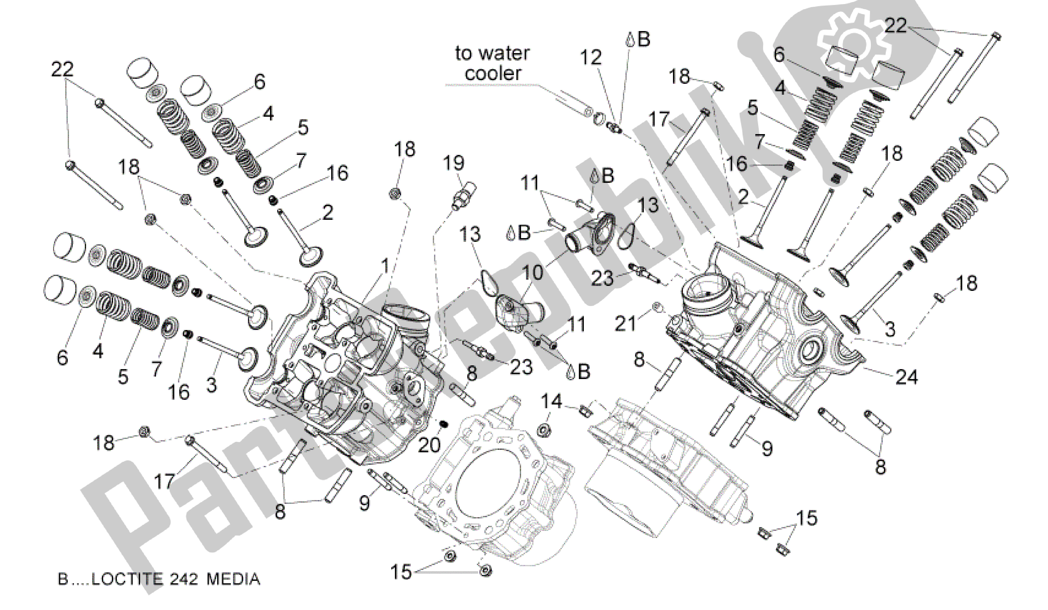 Alle onderdelen voor de Cilinderkop - Kleppen van de Aprilia Dorsoduro 750 2010