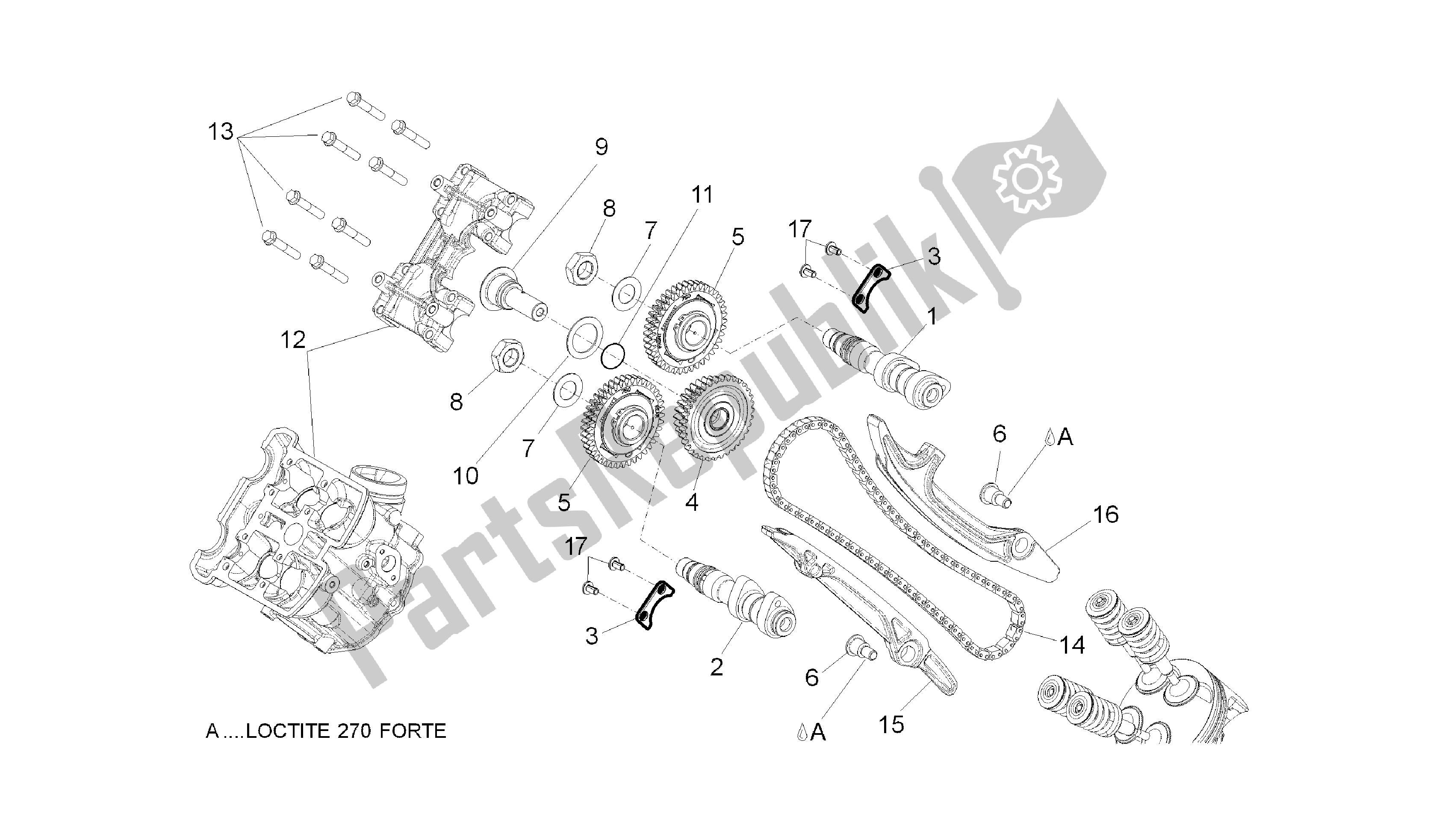 Tutte le parti per il Sistema Di Fasatura Del Cilindro Anteriore del Aprilia Dorsoduro 750 2010