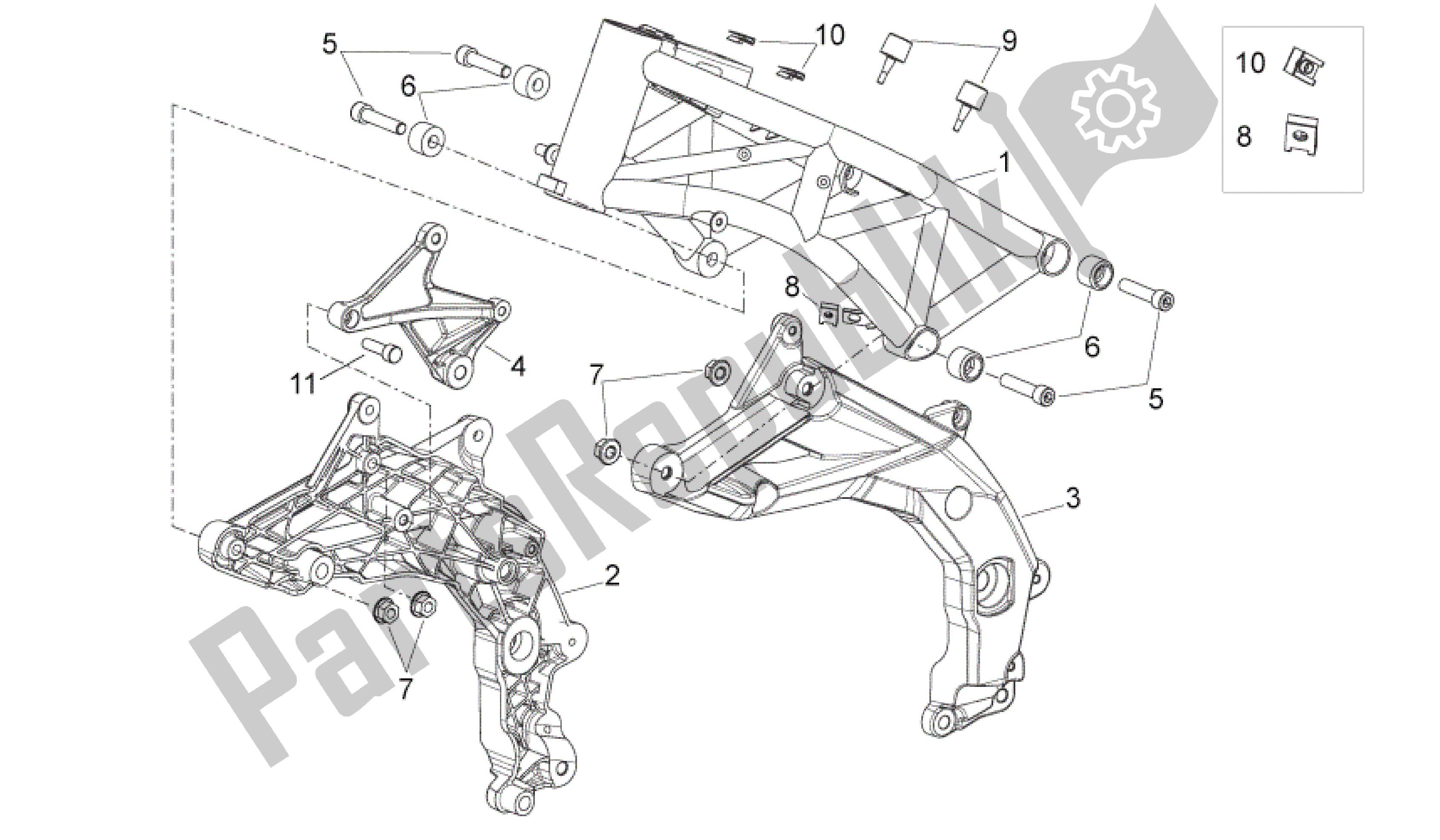 Tutte le parti per il Frame I del Aprilia Shiver 750 2010 - 2013