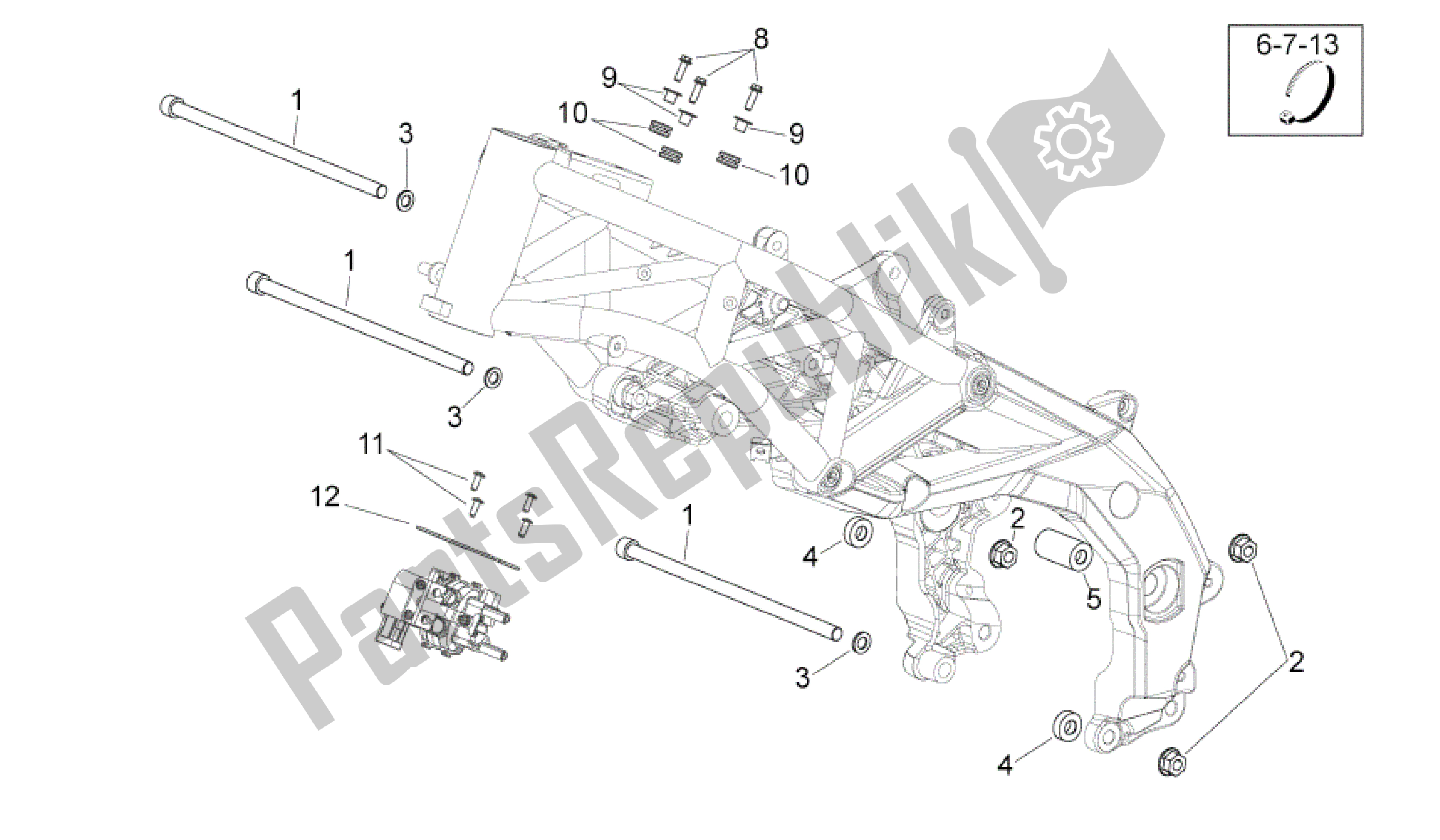 All parts for the Frame Ii of the Aprilia Shiver 750 2010 - 2013
