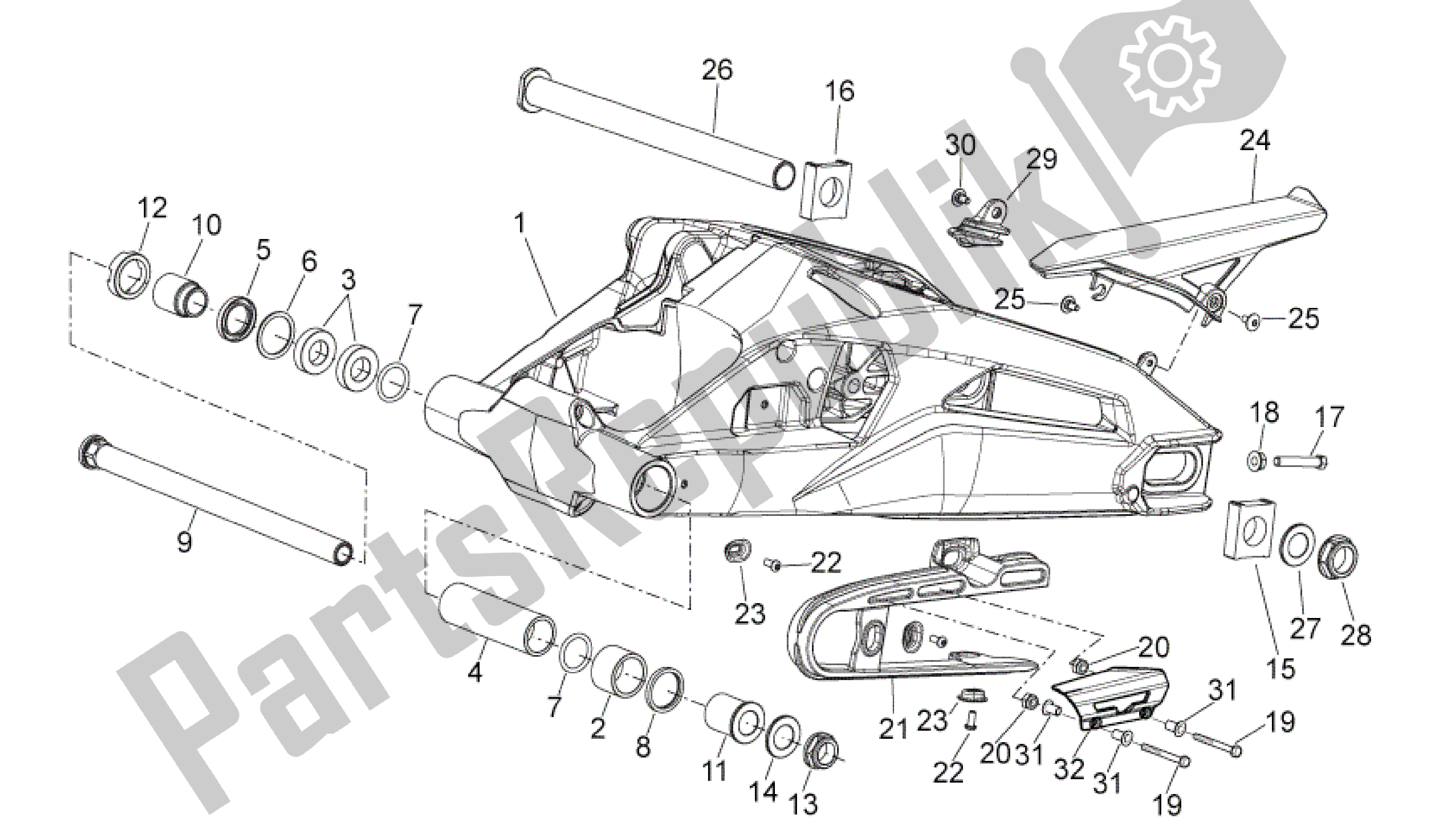 All parts for the Swing Arm of the Aprilia Shiver 750 2010 - 2013