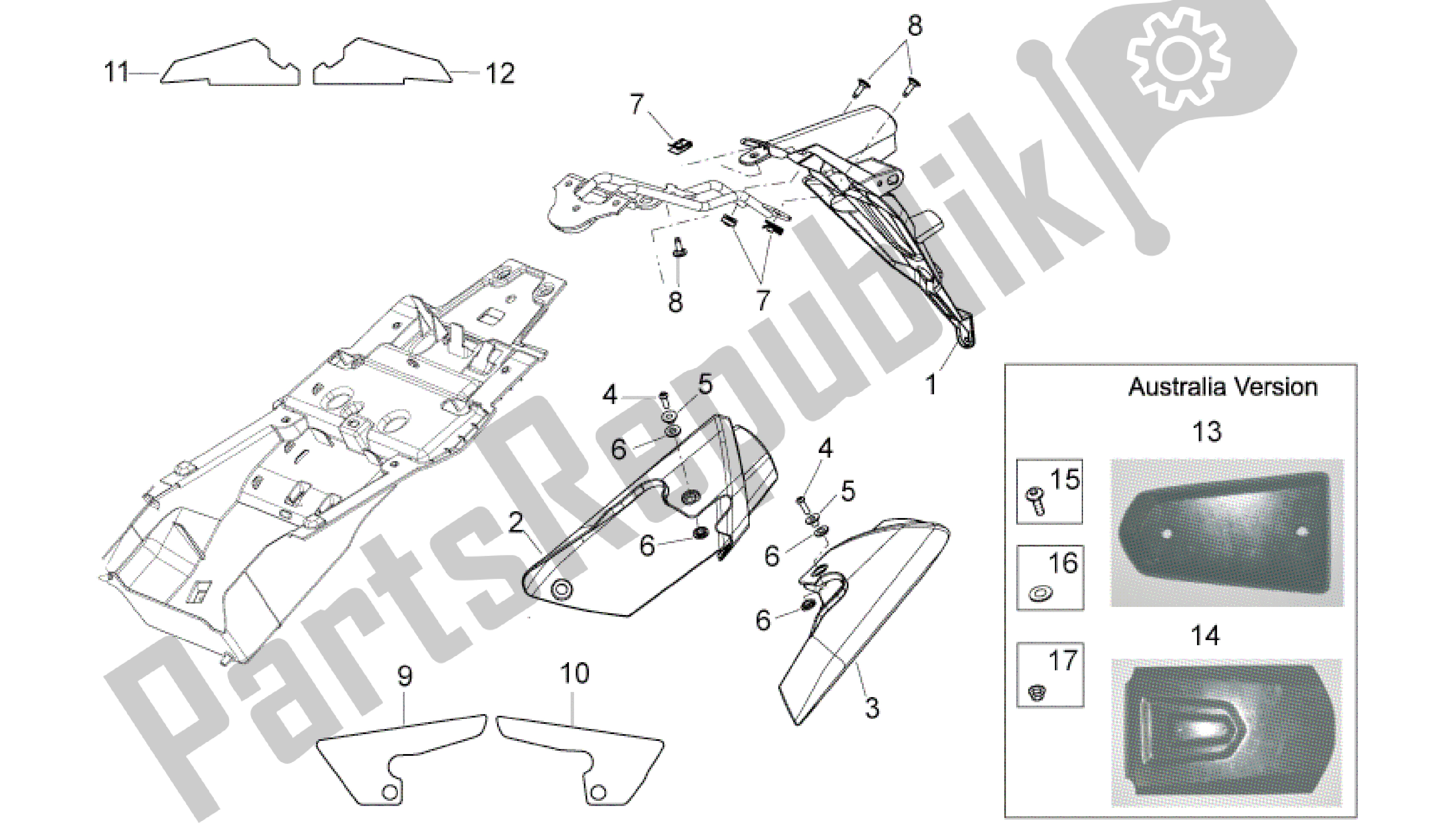 Toutes les pièces pour le Corps Arrière Iii du Aprilia Shiver 750 2010 - 2013