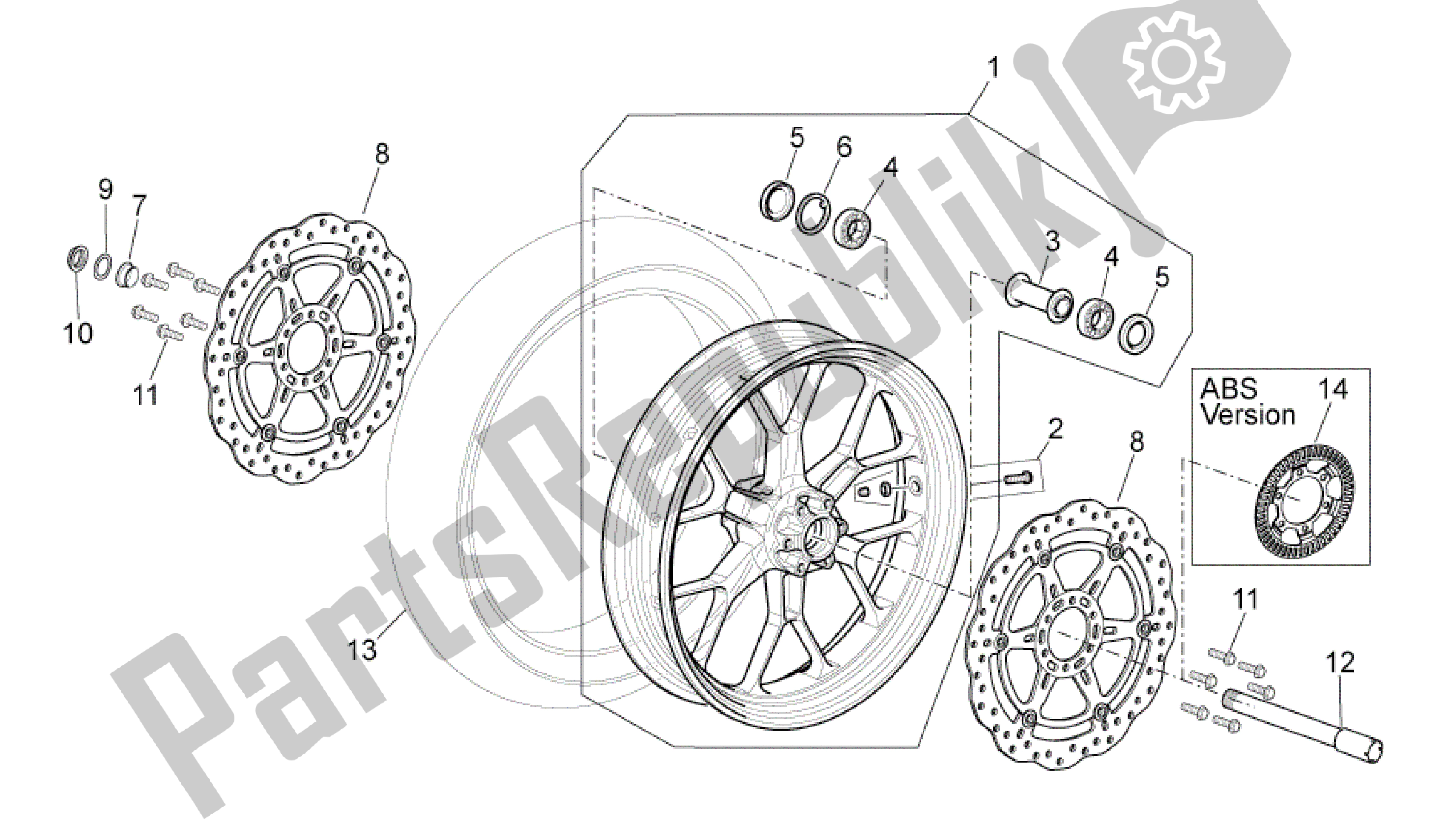 All parts for the Front Wheel of the Aprilia Shiver 750 2010 - 2013