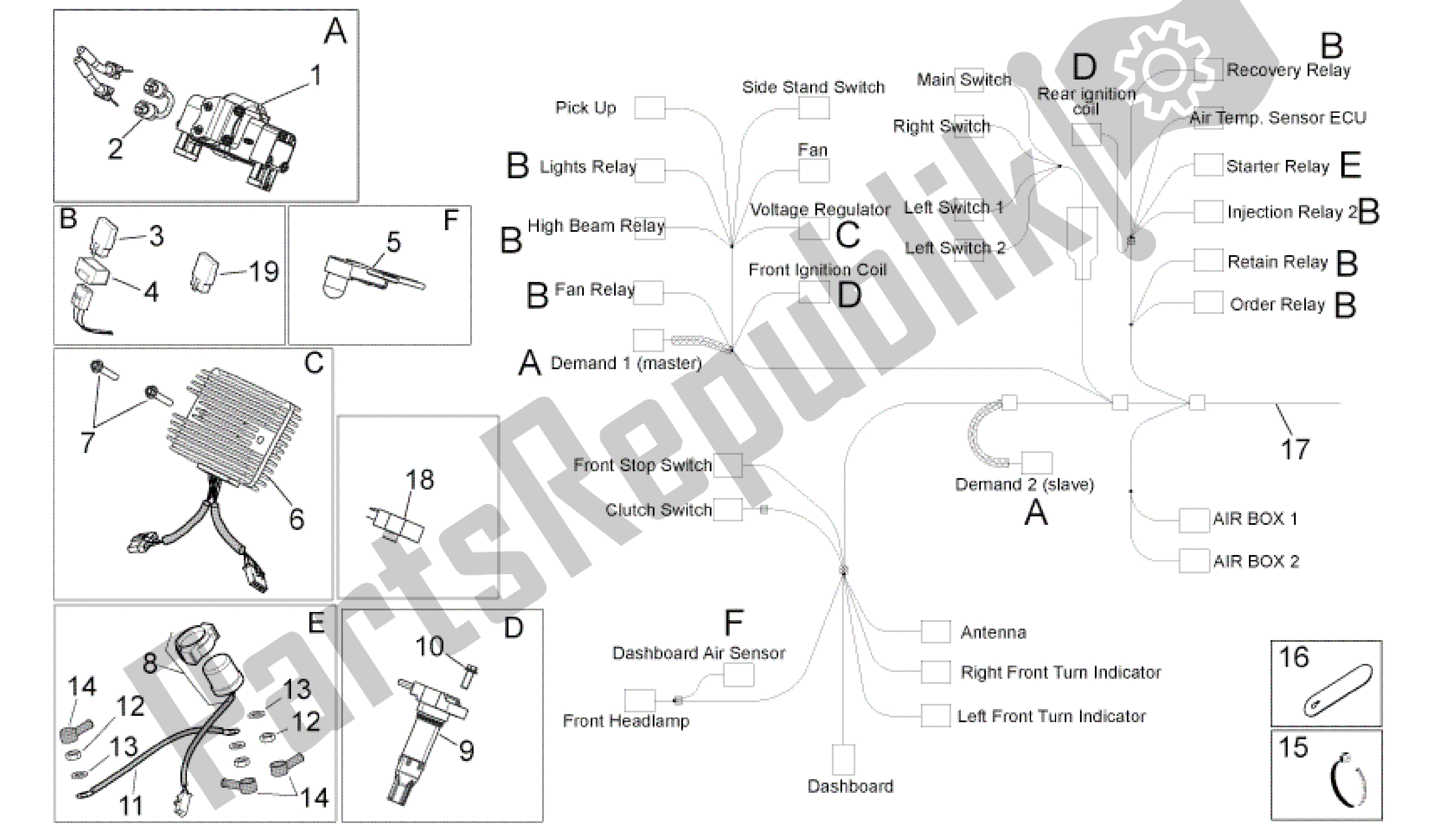 All parts for the Electrical System I of the Aprilia Shiver 750 2010 - 2013