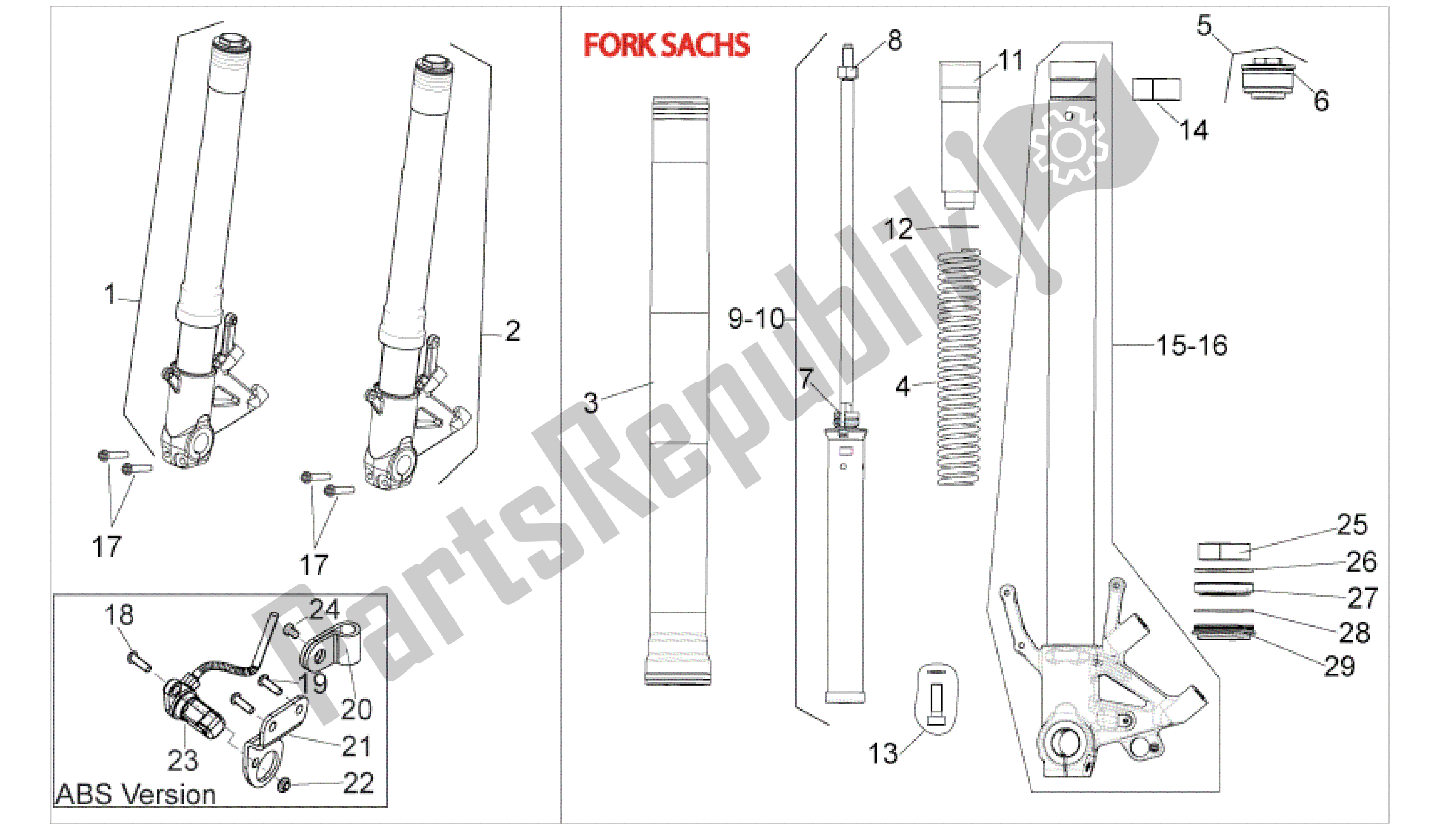 Todas las partes para Horquilla Delantera Iii de Aprilia Shiver 750 2010 - 2013