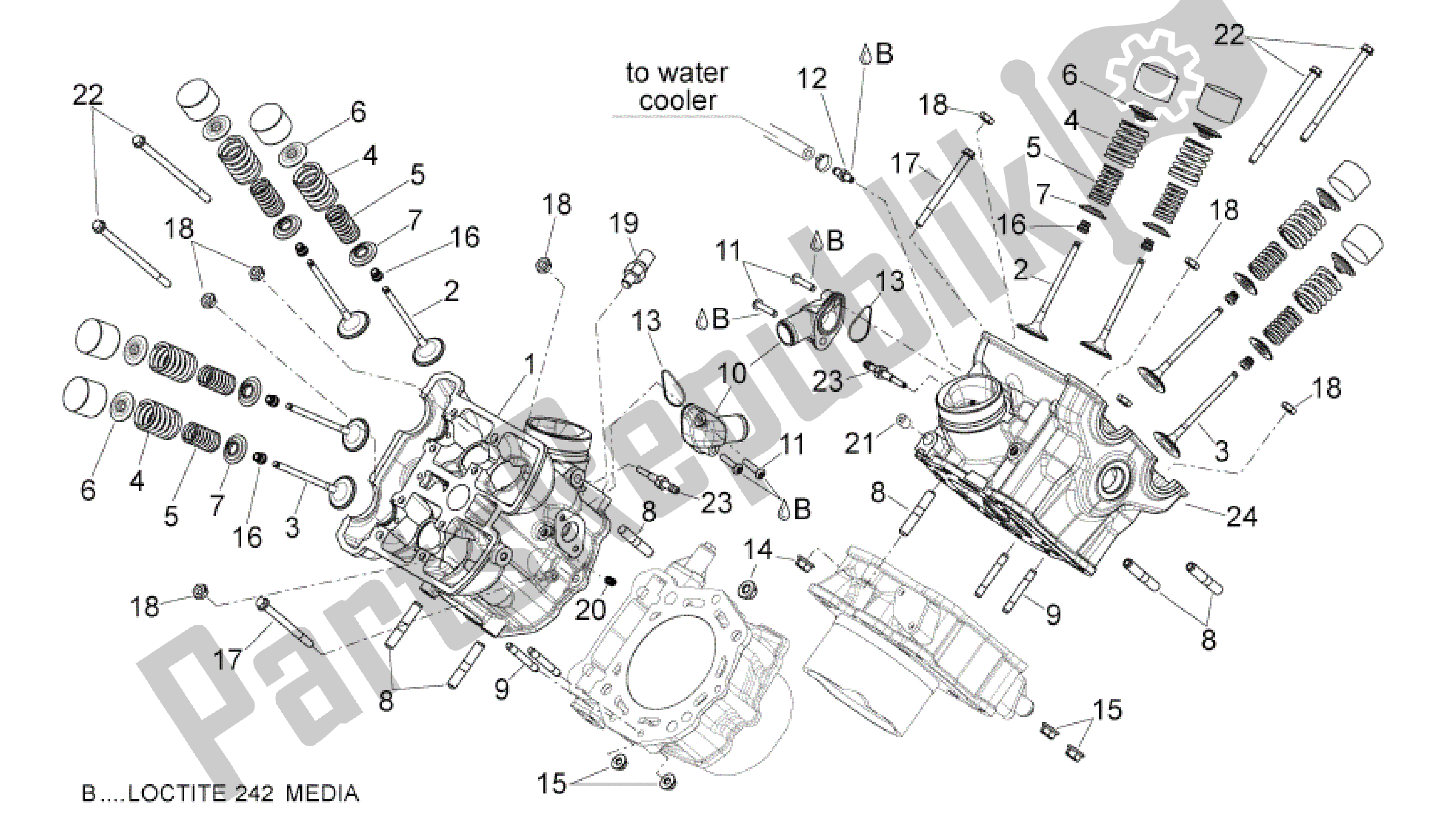 Wszystkie części do G? Owica Cylindra - Zawory Aprilia Shiver 750 2010 - 2013