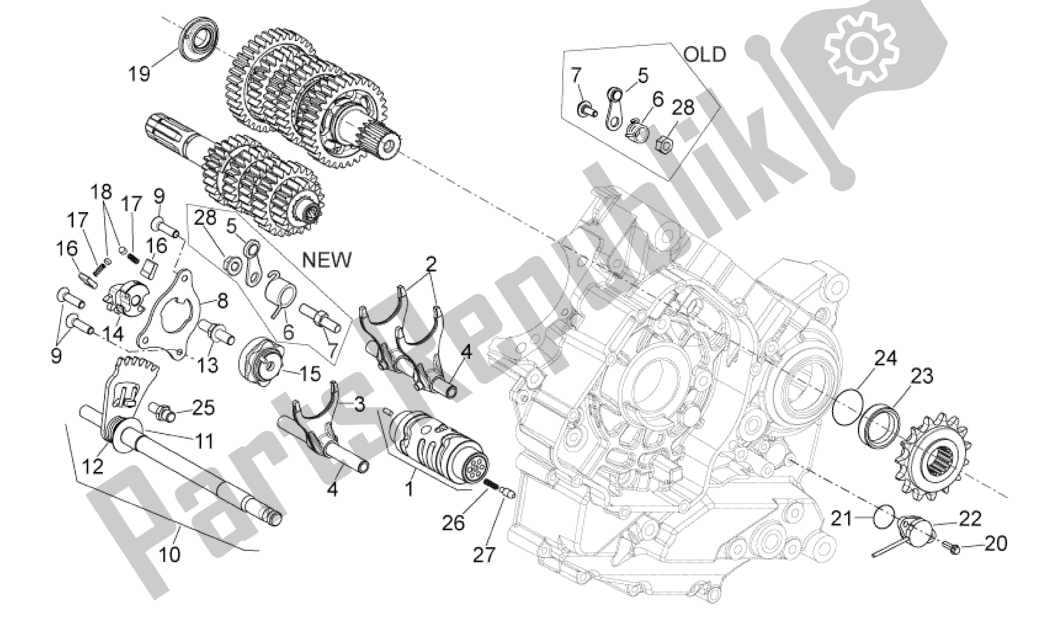 Alle onderdelen voor de Keuze Versnellingsbak van de Aprilia Shiver 750 2010 - 2013