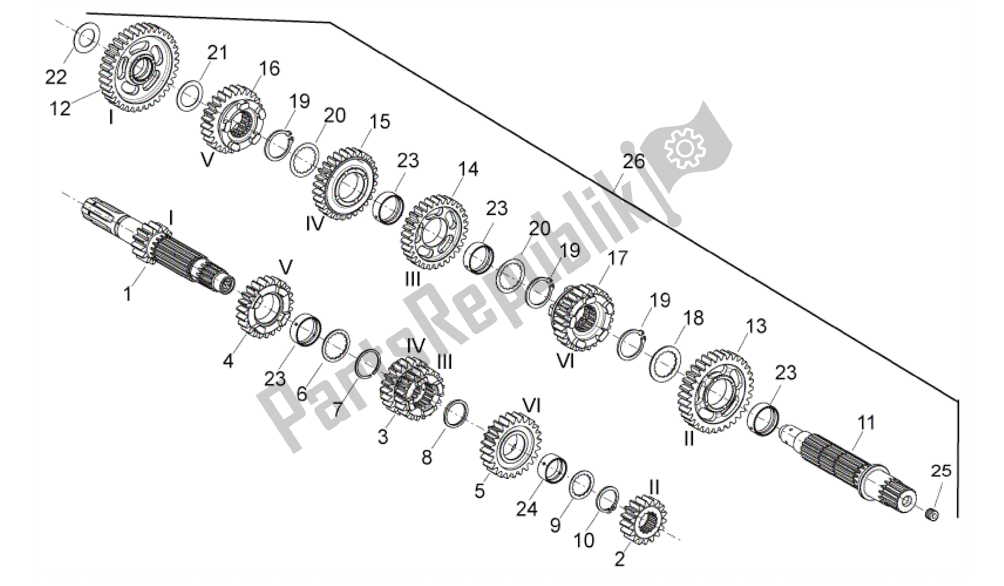 All parts for the Gear Box of the Aprilia Shiver 750 2010 - 2013