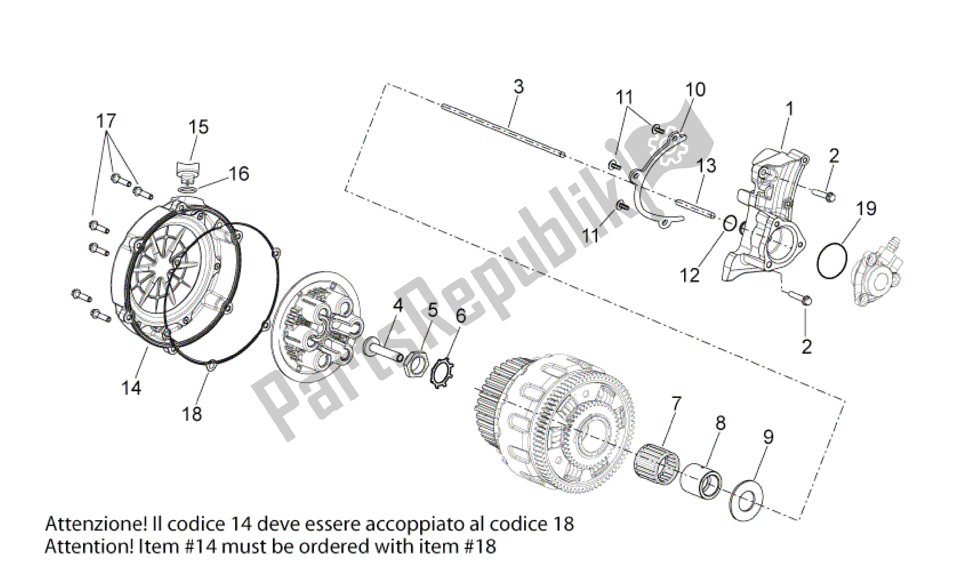 Todas as partes de Embreagem Eu do Aprilia Shiver 750 2010 - 2013