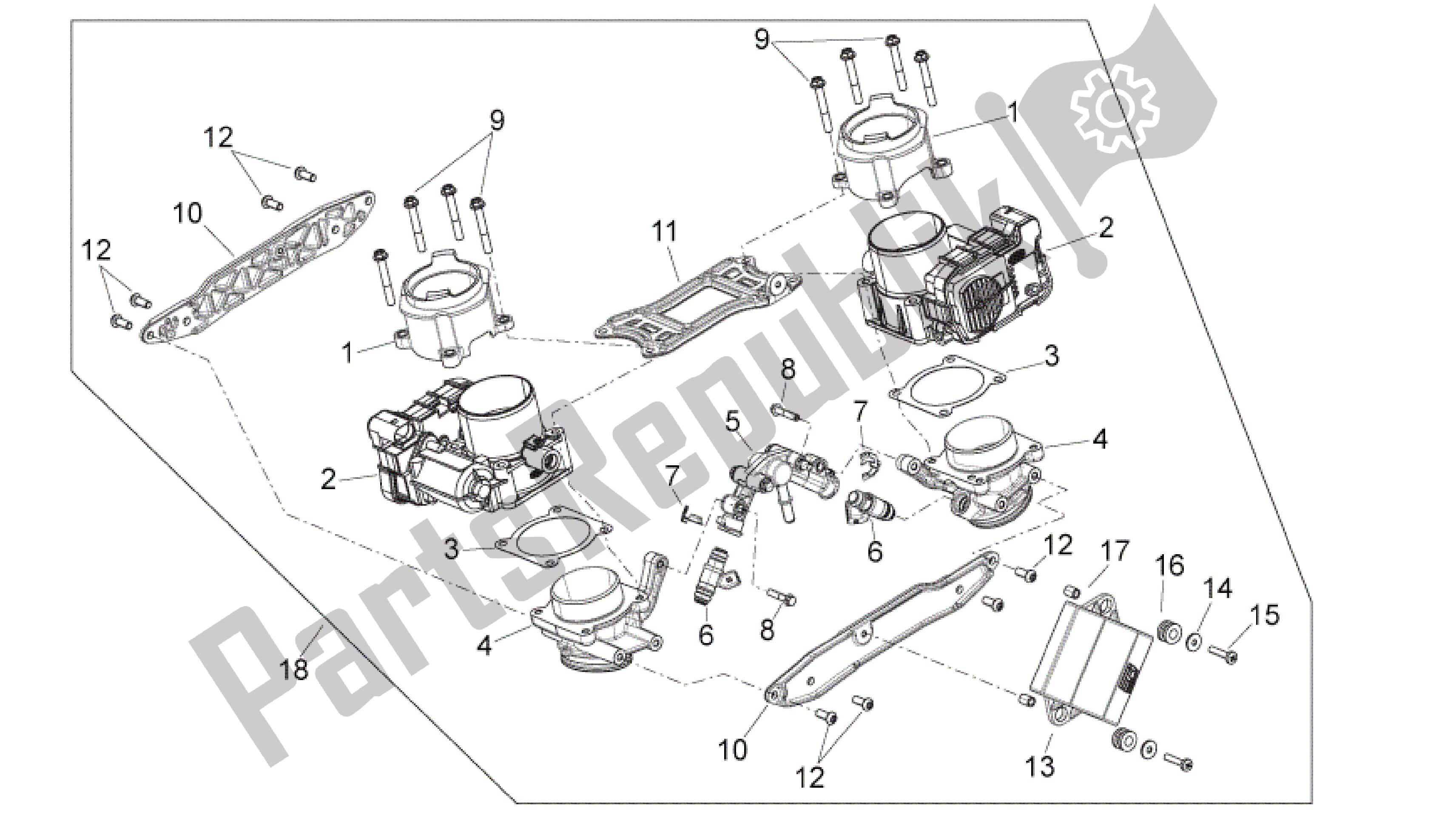 Alle Teile für das Drosselklappengehäuse des Aprilia Shiver 750 2010 - 2013