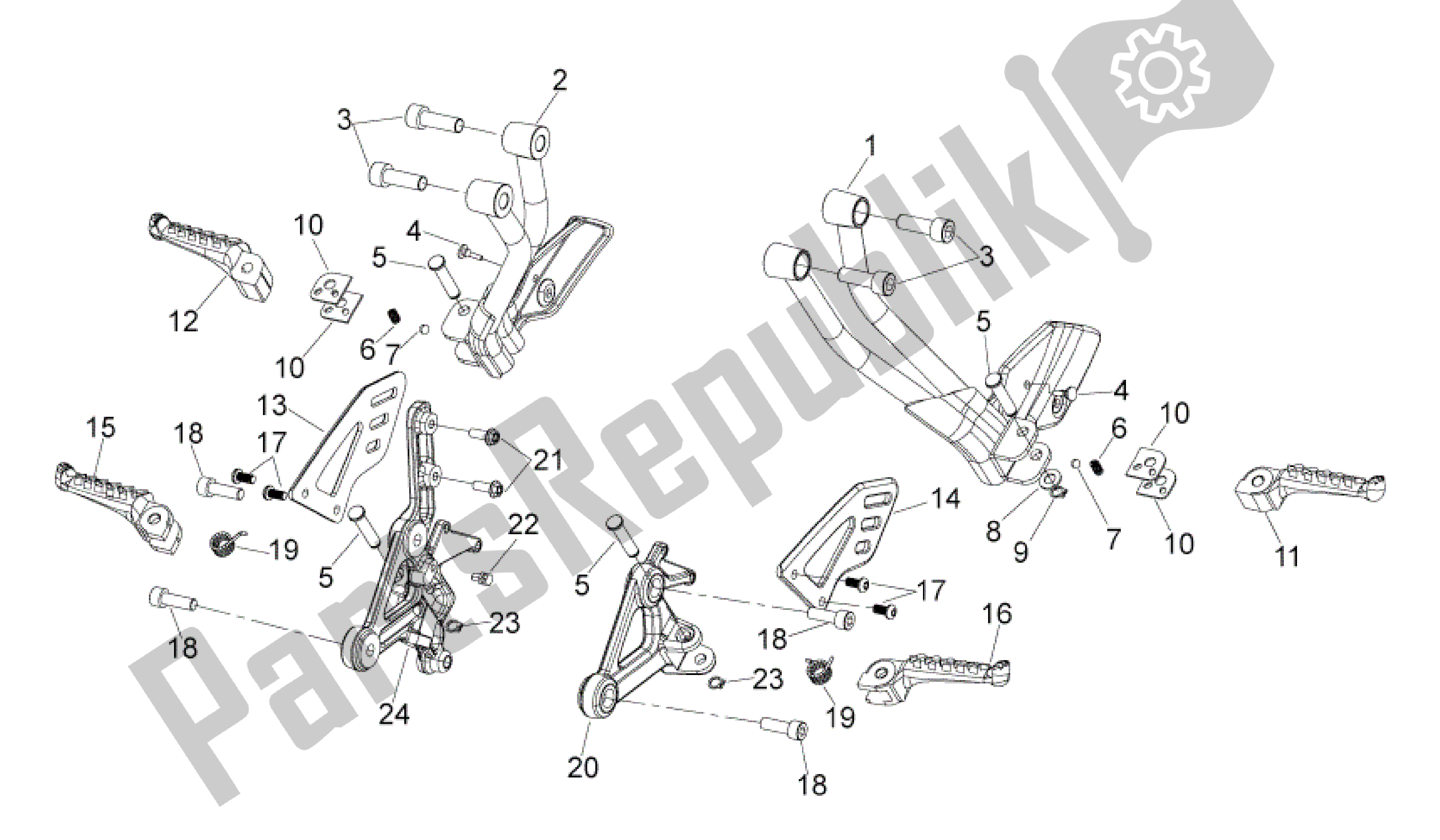 Alle onderdelen voor de Voetsteunen van de Aprilia Shiver 750 2011 - 2013