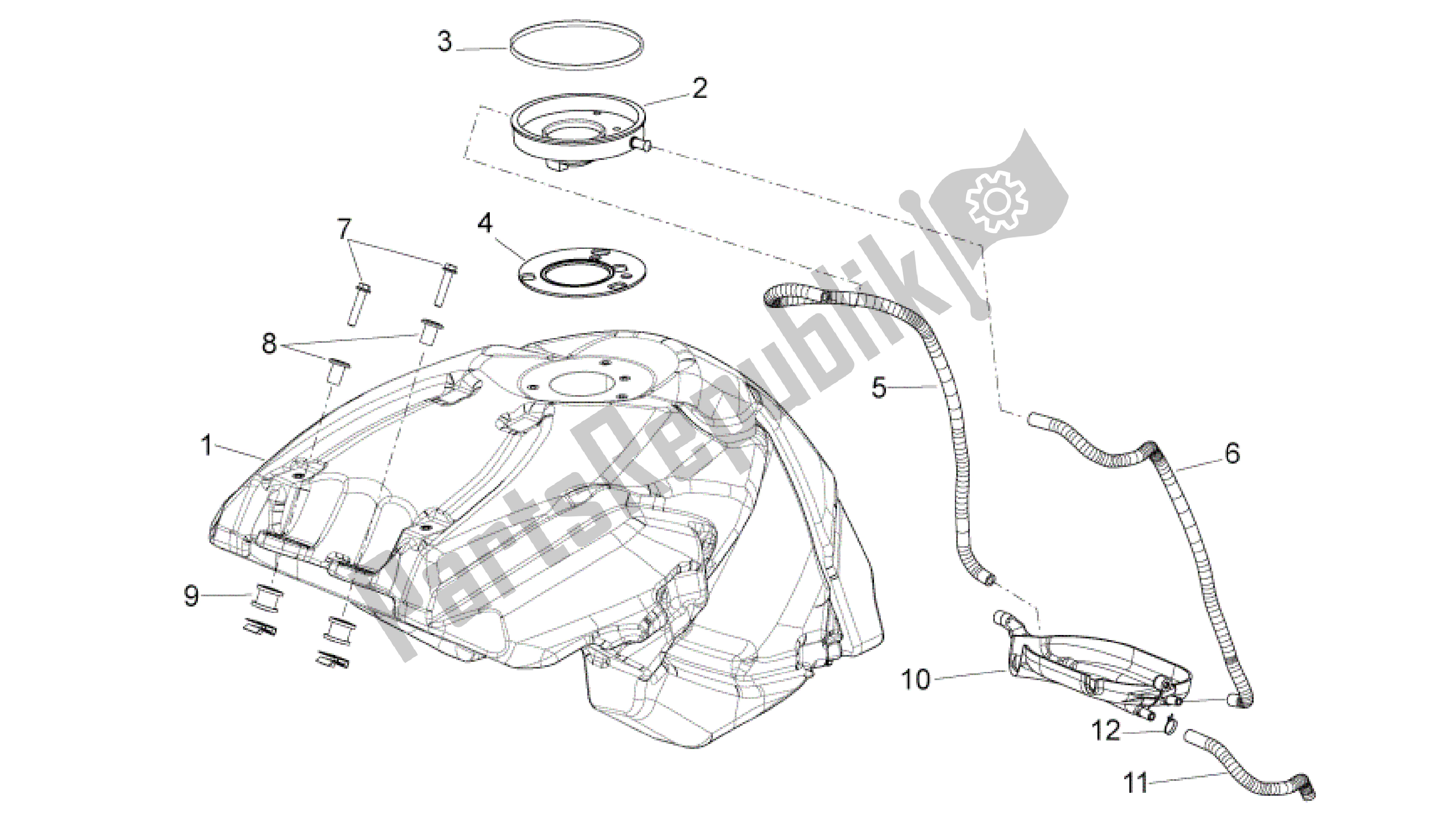 Alle onderdelen voor de Benzinetank van de Aprilia Shiver 750 2011 - 2013