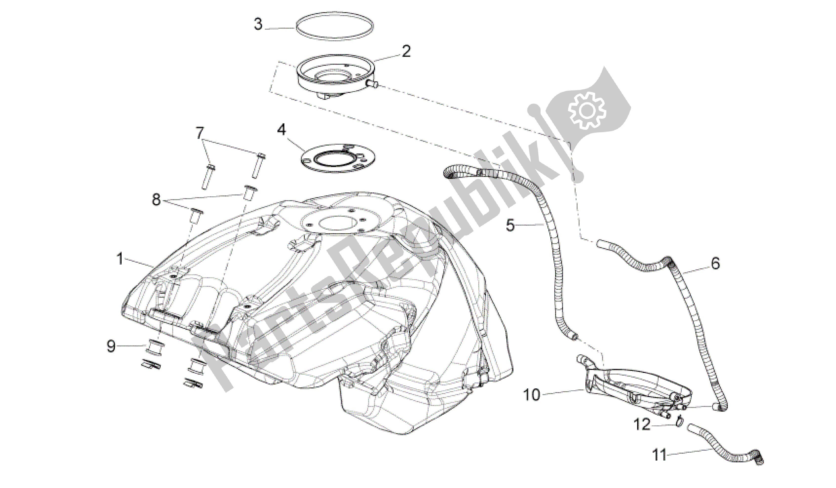 Alle onderdelen voor de Benzinetank van de Aprilia Shiver 750 2011 - 2013