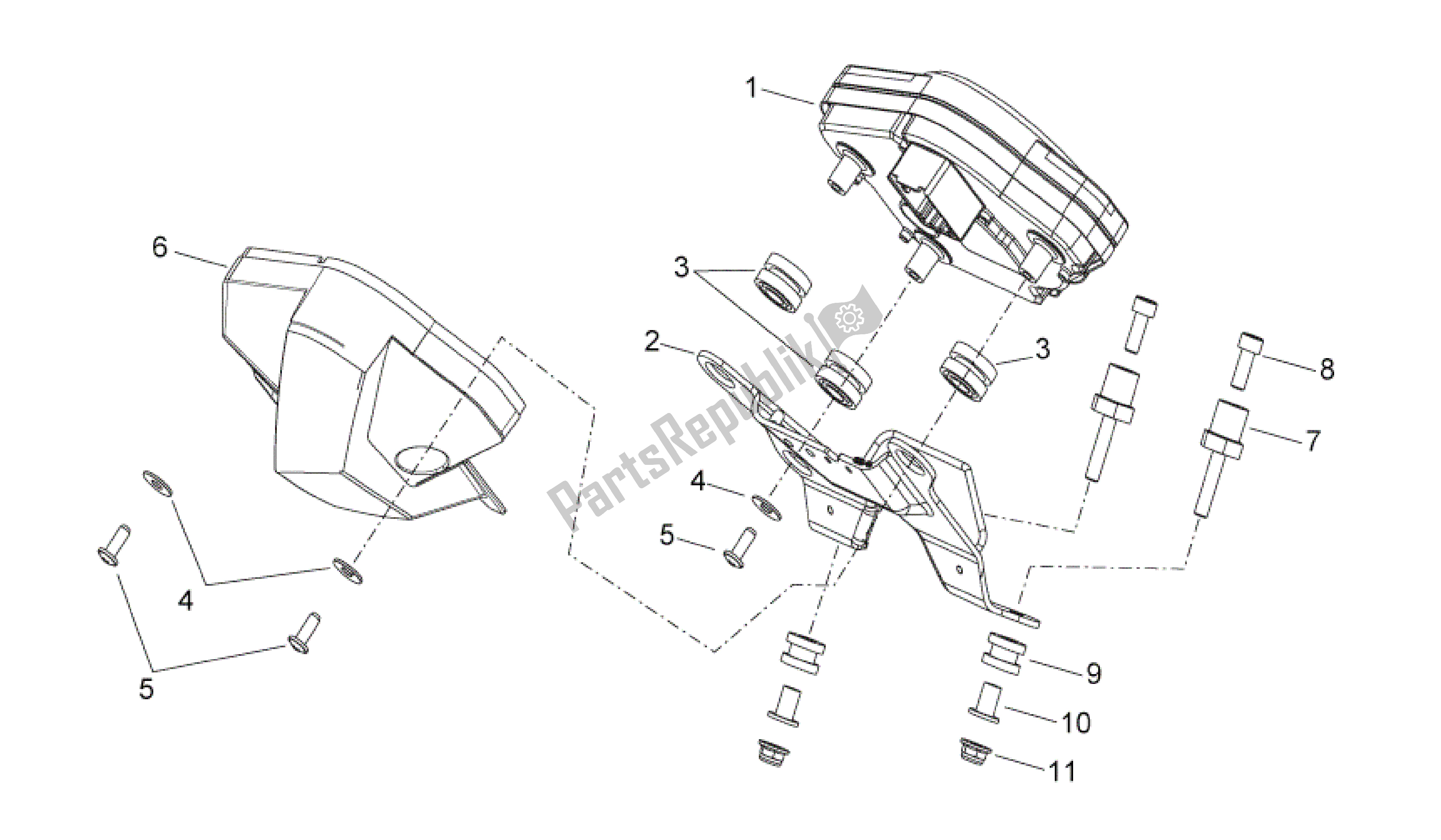All parts for the Dashboard of the Aprilia Shiver 750 2011 - 2013