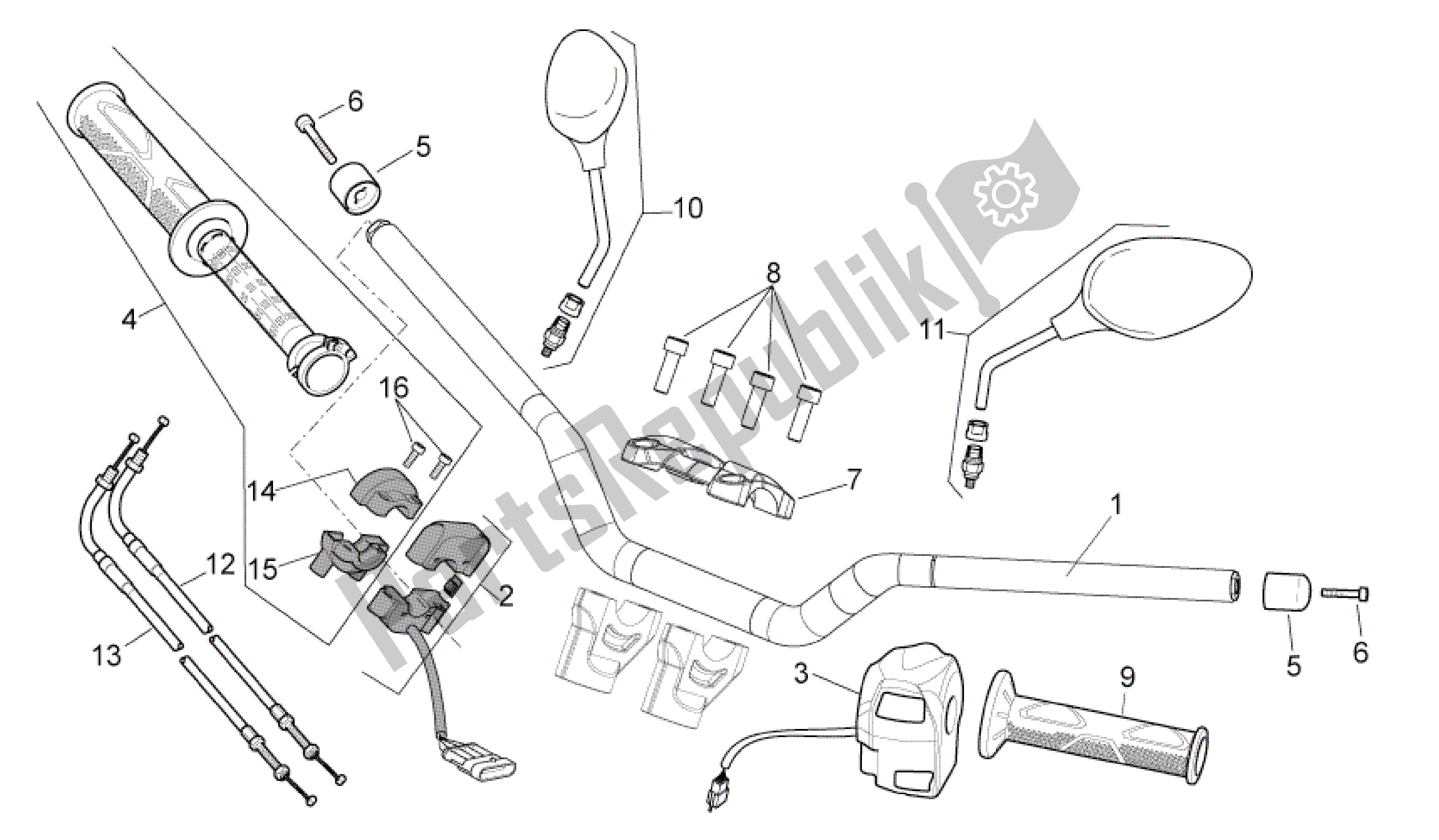 Tutte le parti per il Manubrio - Comandi del Aprilia Shiver 750 2011 - 2013