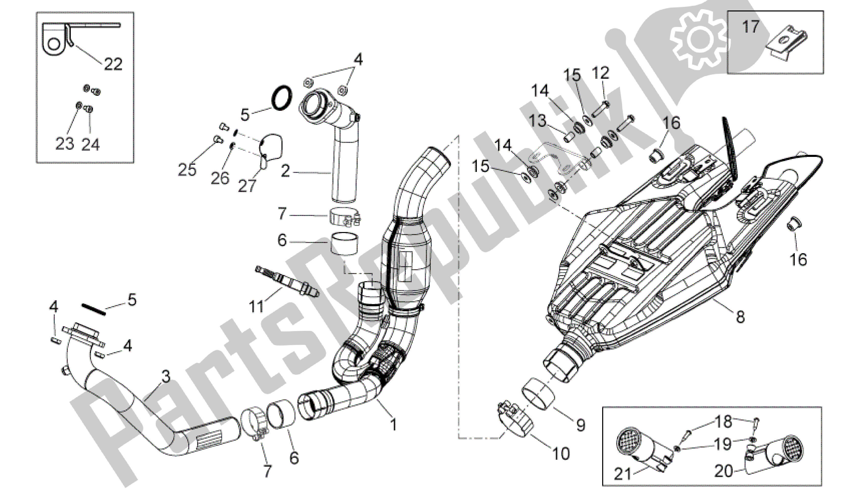 Tutte le parti per il Unità Di Scarico del Aprilia Shiver 750 2011 - 2013