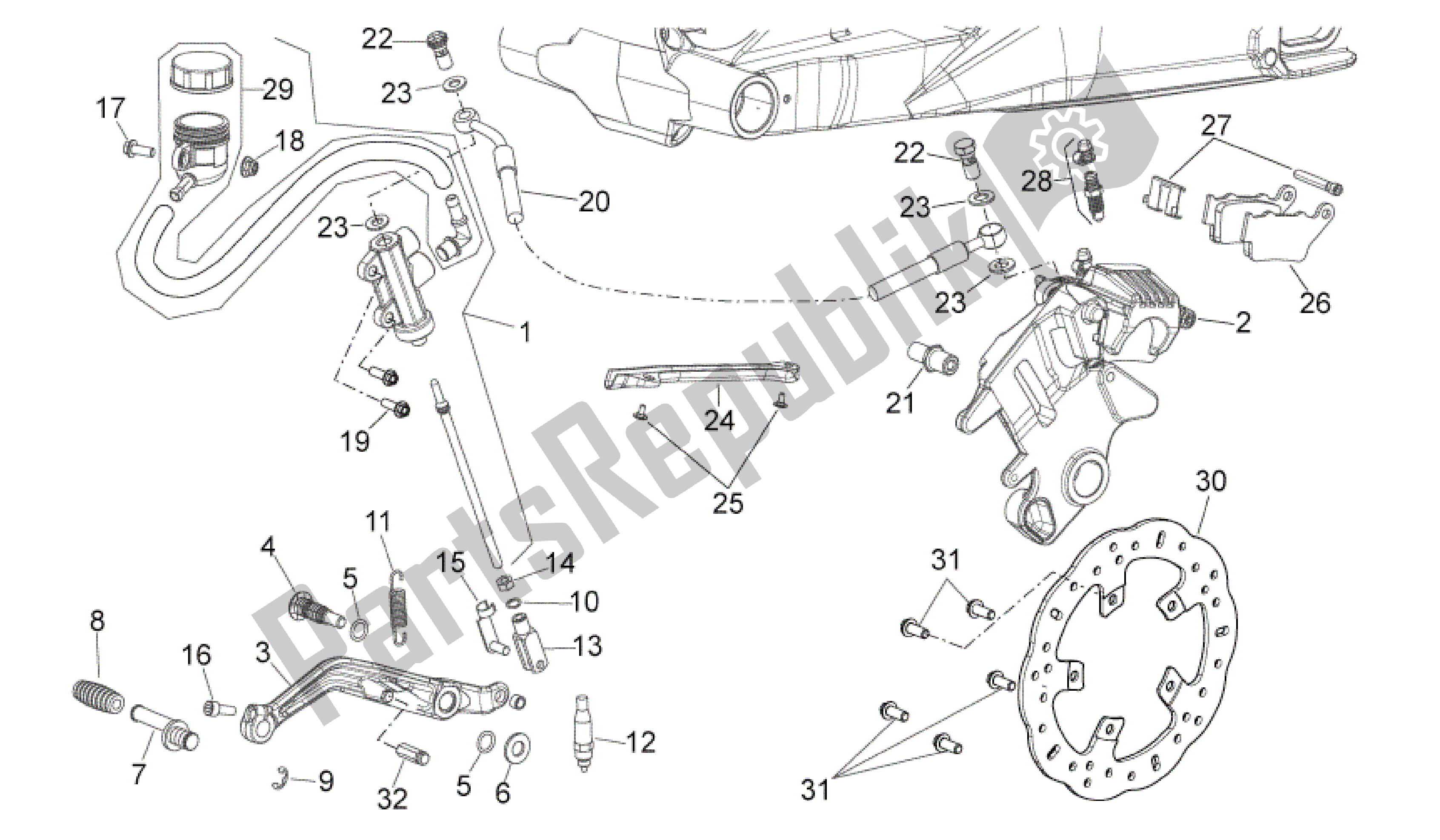 Todas las partes para Sistema De Freno Trasero de Aprilia Shiver 750 2011 - 2013