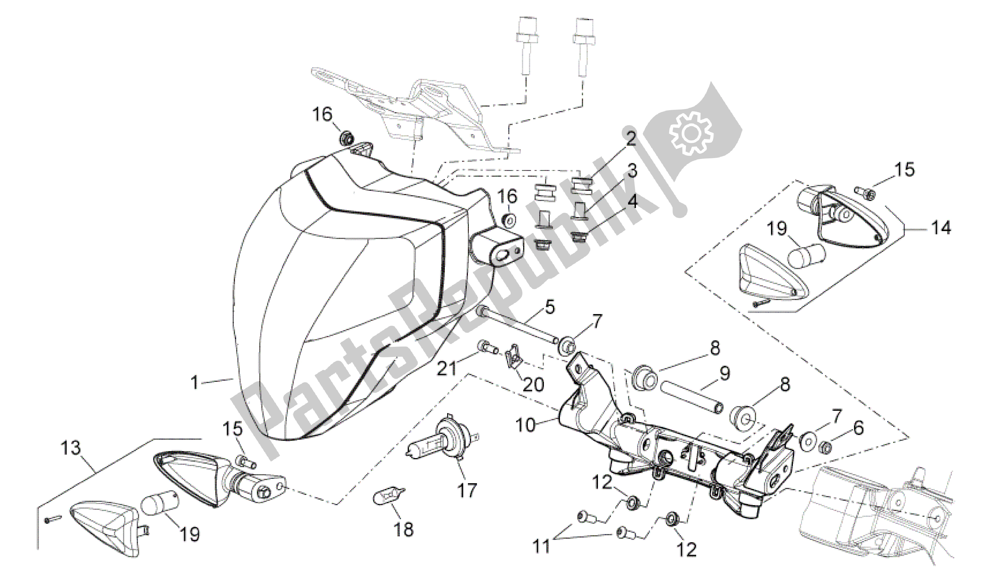 Alle onderdelen voor de Voorlichten van de Aprilia Shiver 750 2011 - 2013