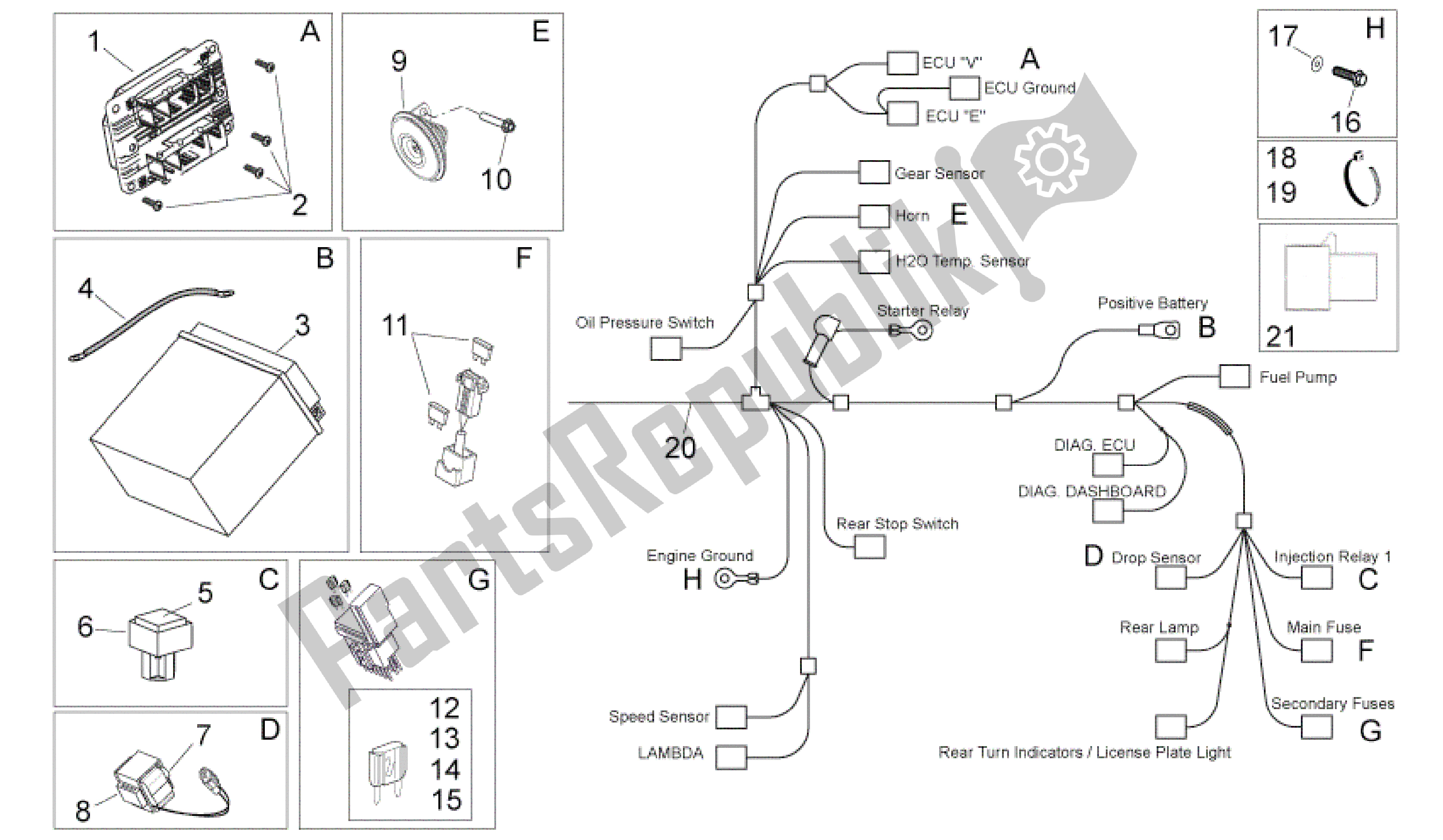 Alle onderdelen voor de Elektrisch Systeem Ii van de Aprilia Shiver 750 2011 - 2013