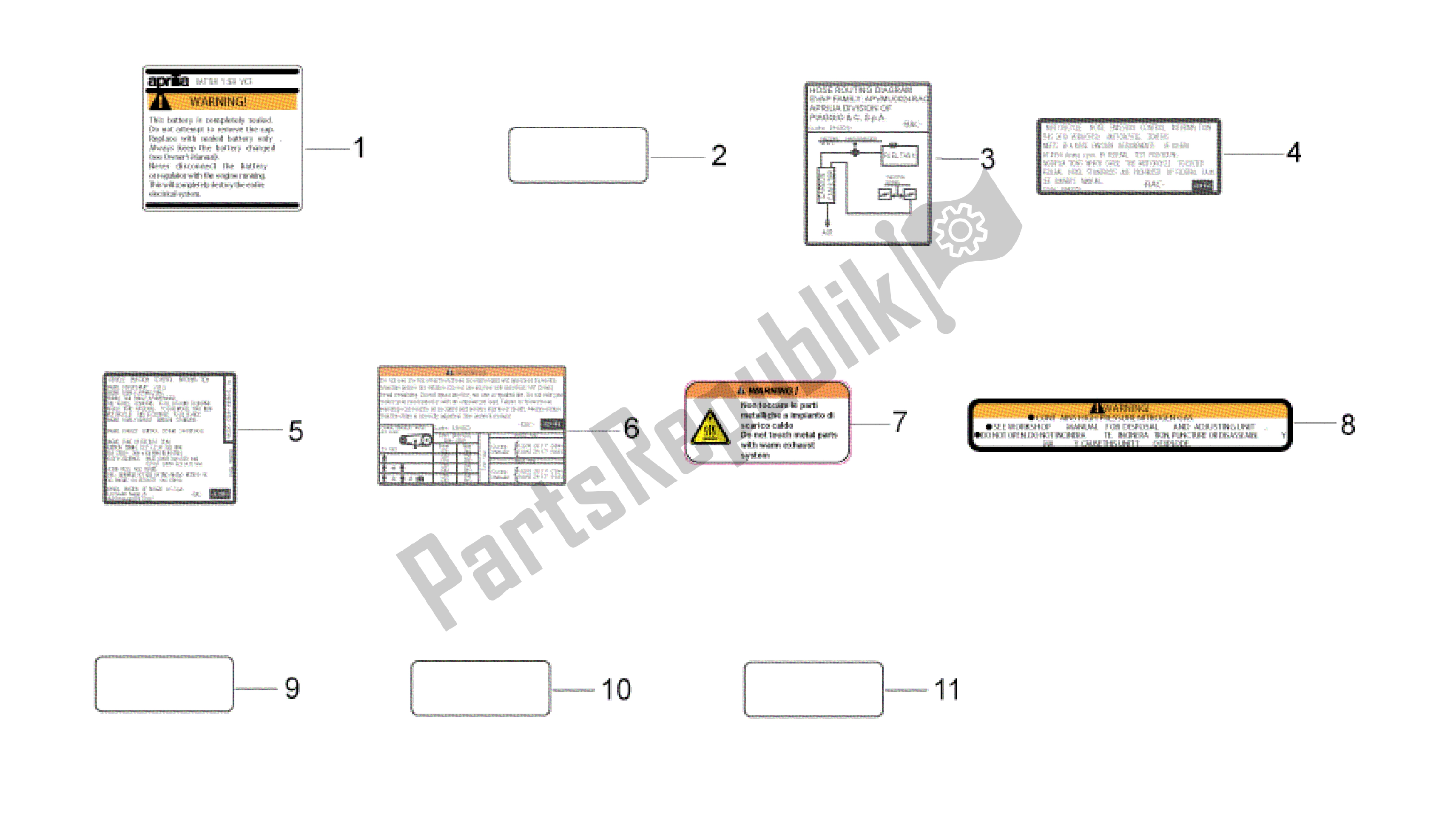 All parts for the Technical Decals of the Aprilia Shiver 750 2011 - 2013