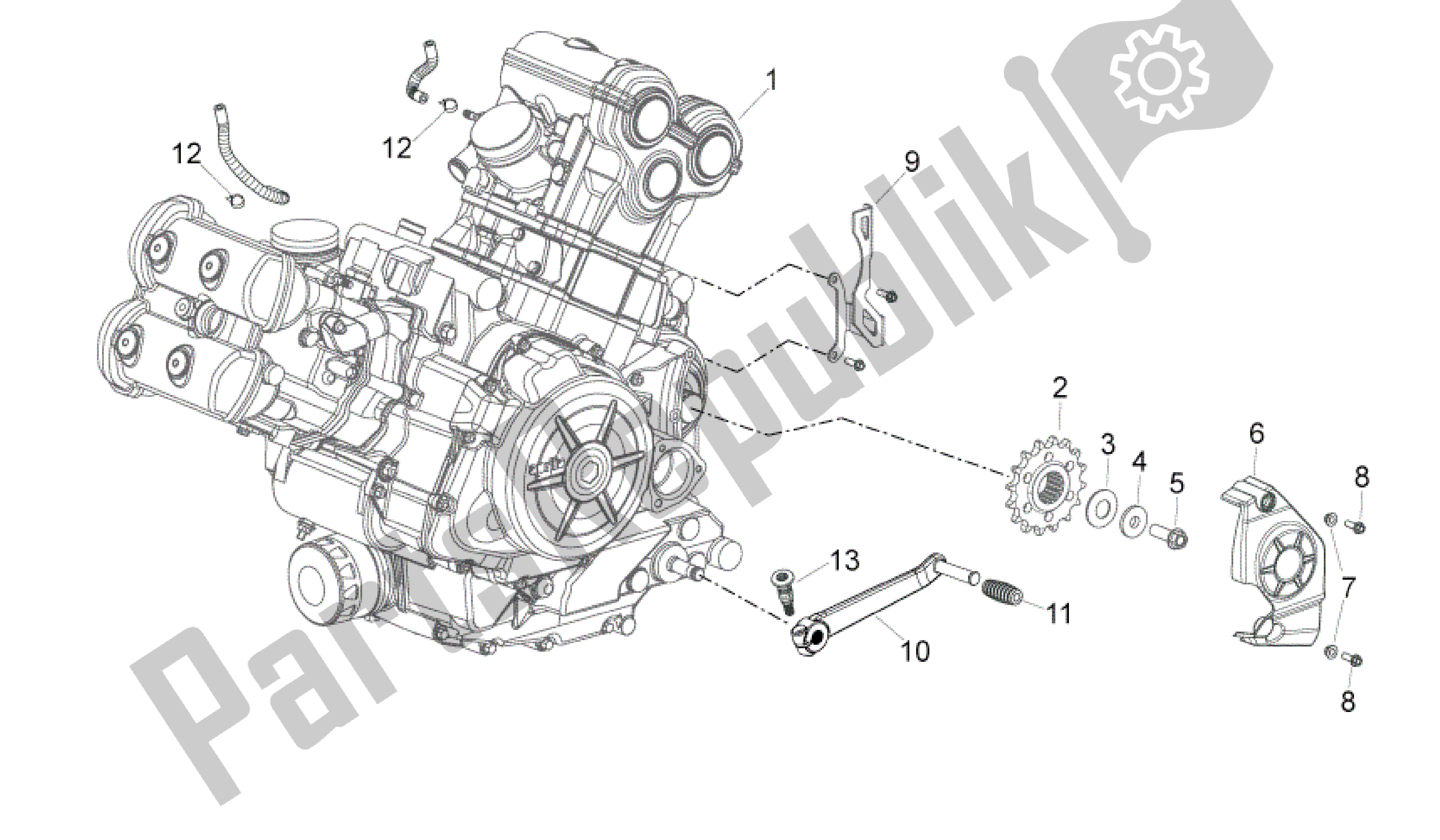 Todas as partes de Motor do Aprilia Shiver 750 2011 - 2013