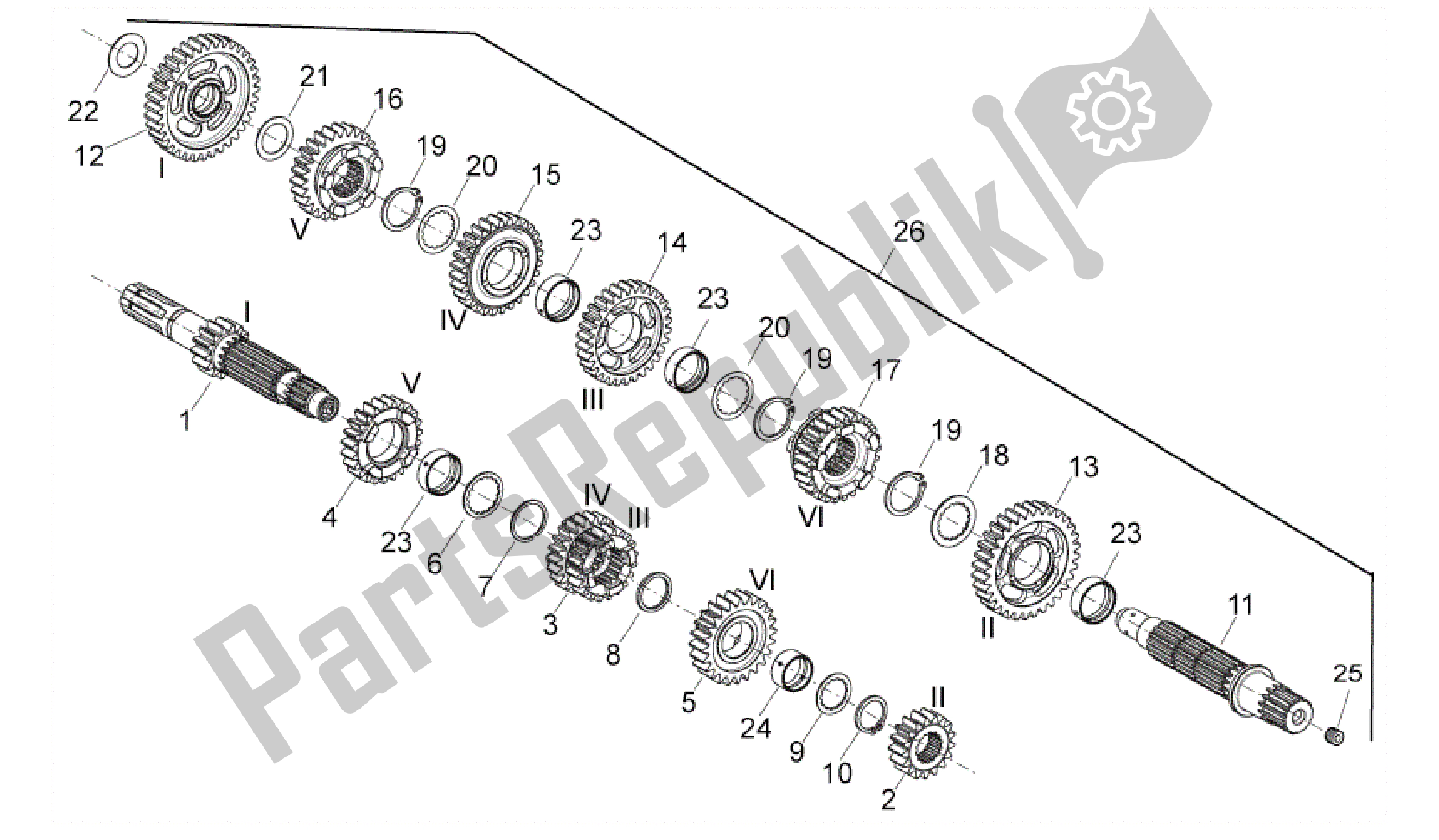 All parts for the Gear Box of the Aprilia Shiver 750 2011 - 2013