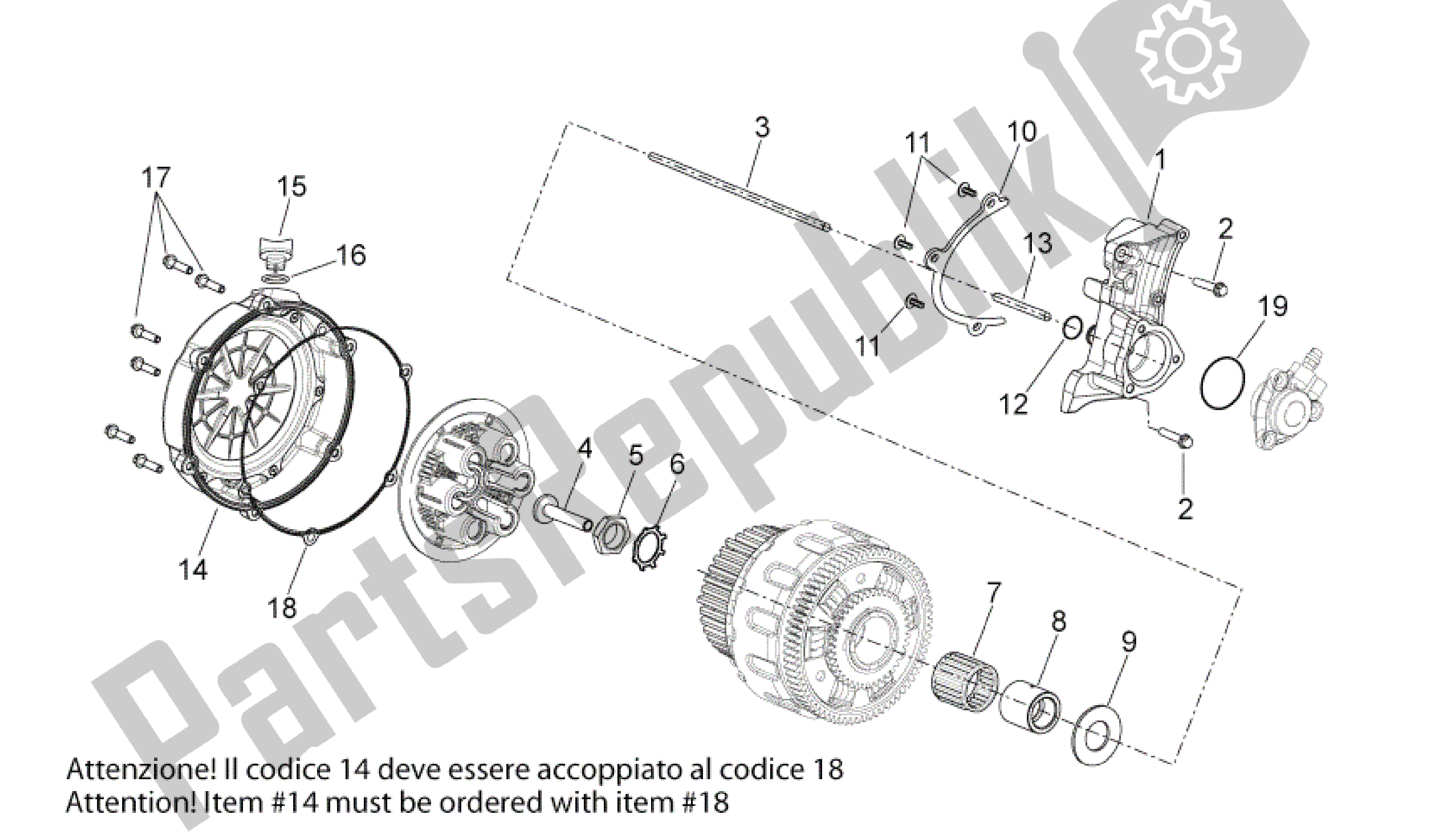 Alle onderdelen voor de Koppeling I van de Aprilia Shiver 750 2011 - 2013