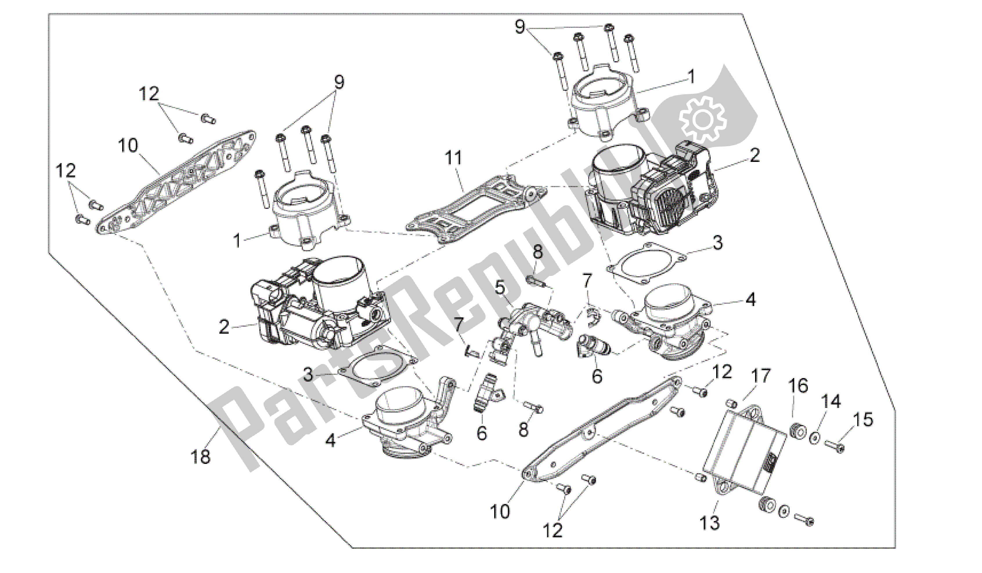 All parts for the Throttle Body of the Aprilia Shiver 750 2011 - 2013