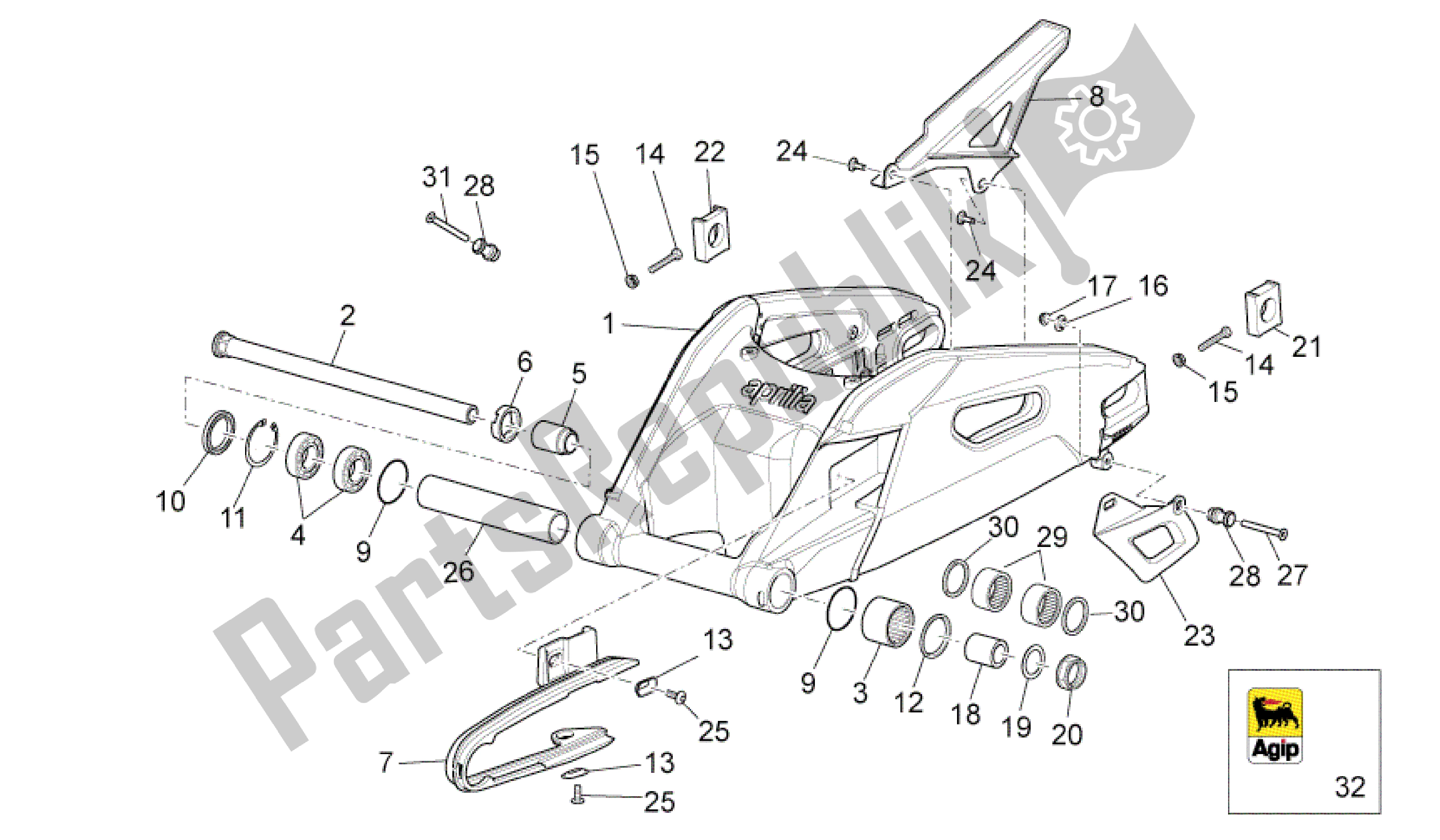 All parts for the Swing Arm of the Aprilia RSV4 Tuono V4 R Aprc ABS 1000 2014