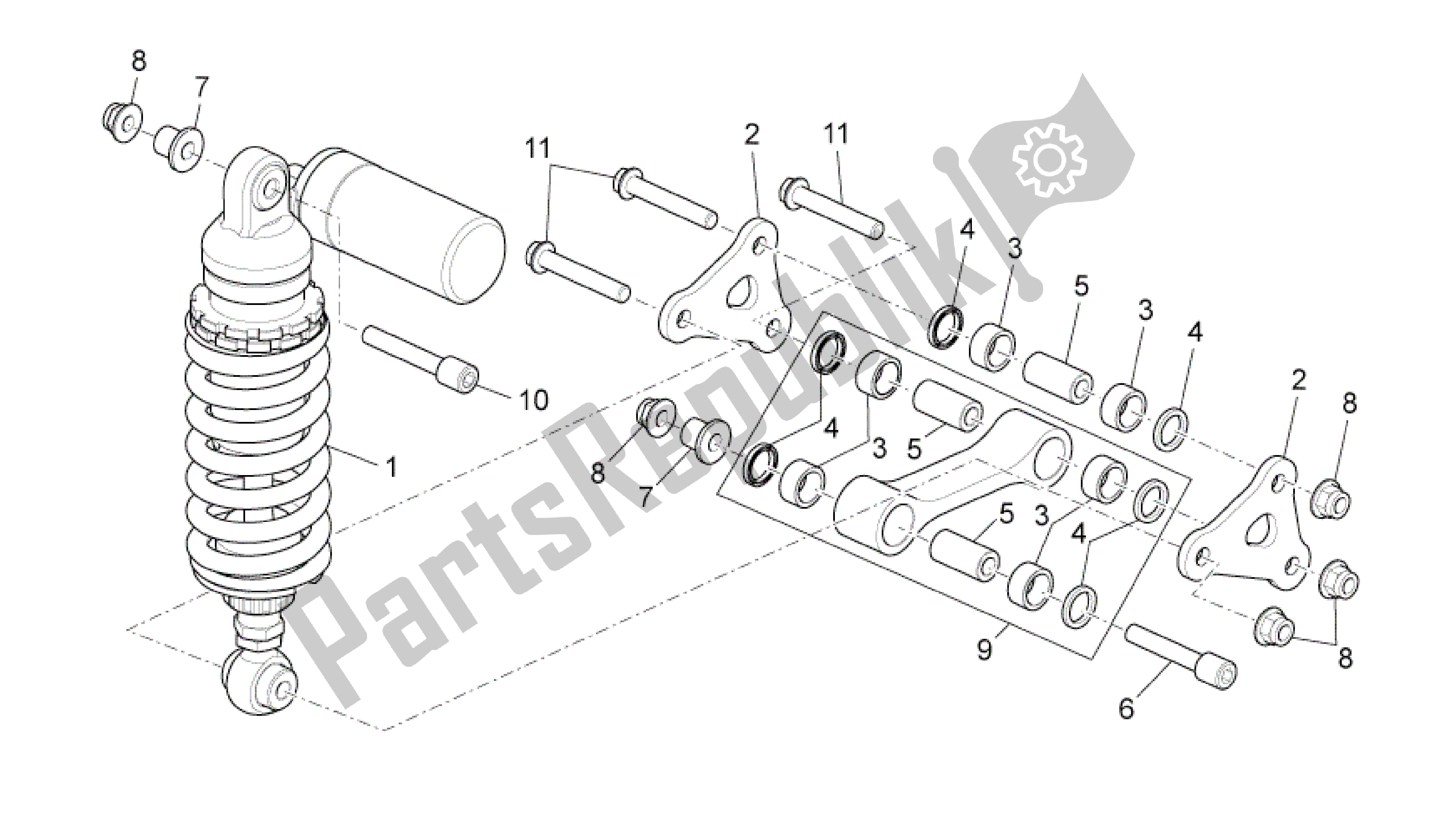 All parts for the Rear Shock Absorber of the Aprilia RSV4 Tuono V4 R Aprc ABS 1000 2014