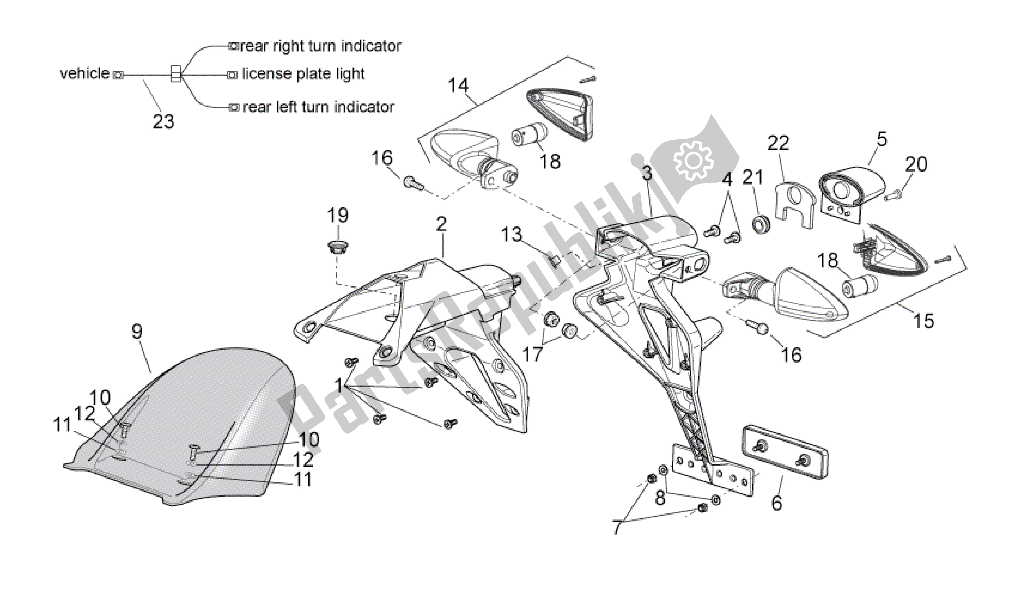 Alle onderdelen voor de Achterlichaam Ii van de Aprilia RSV4 Tuono V4 R Aprc ABS 1000 2014