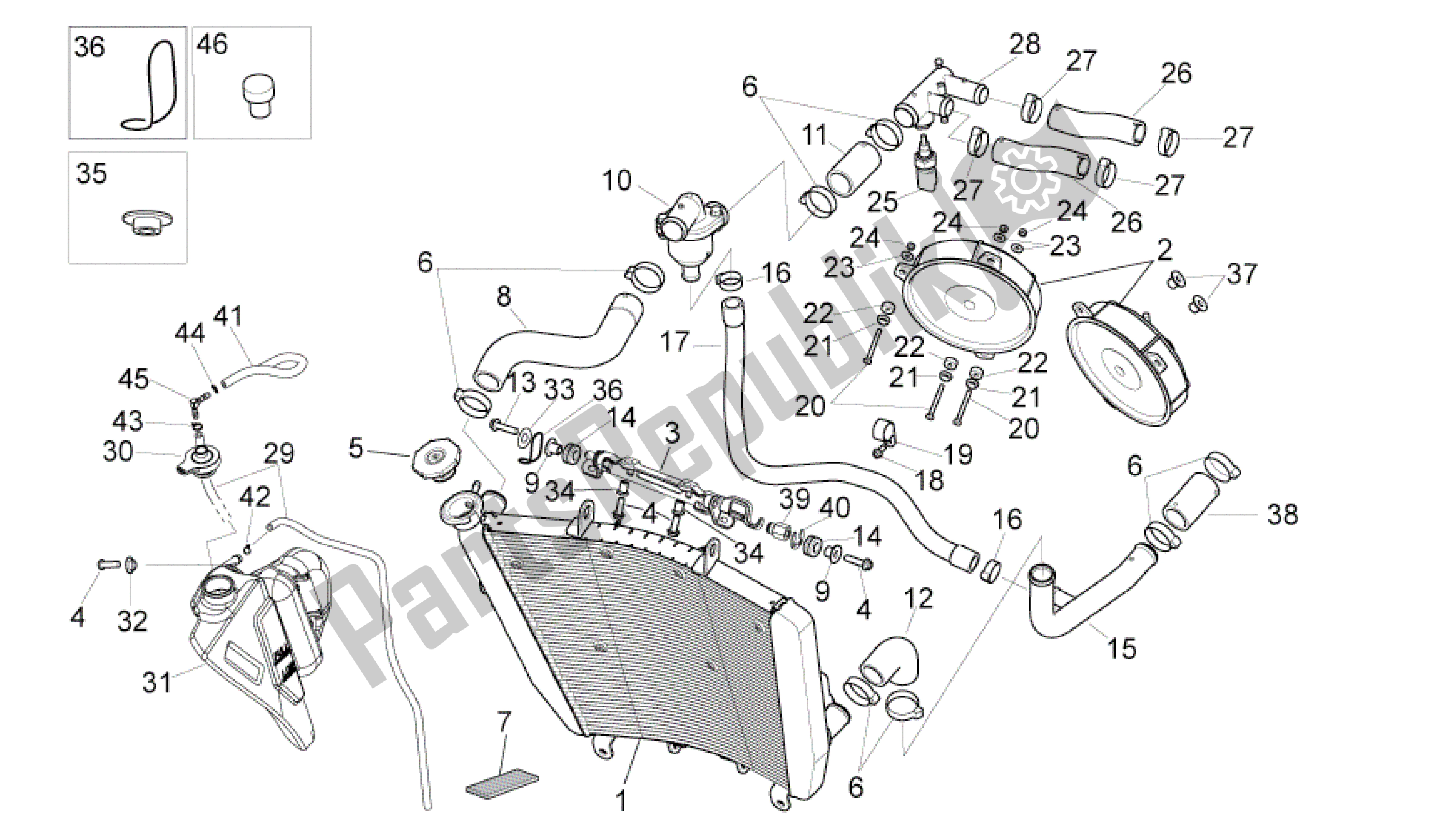 Todas las partes para Sistema De Refrigeración de Aprilia RSV4 Tuono V4 R Aprc ABS 1000 2014
