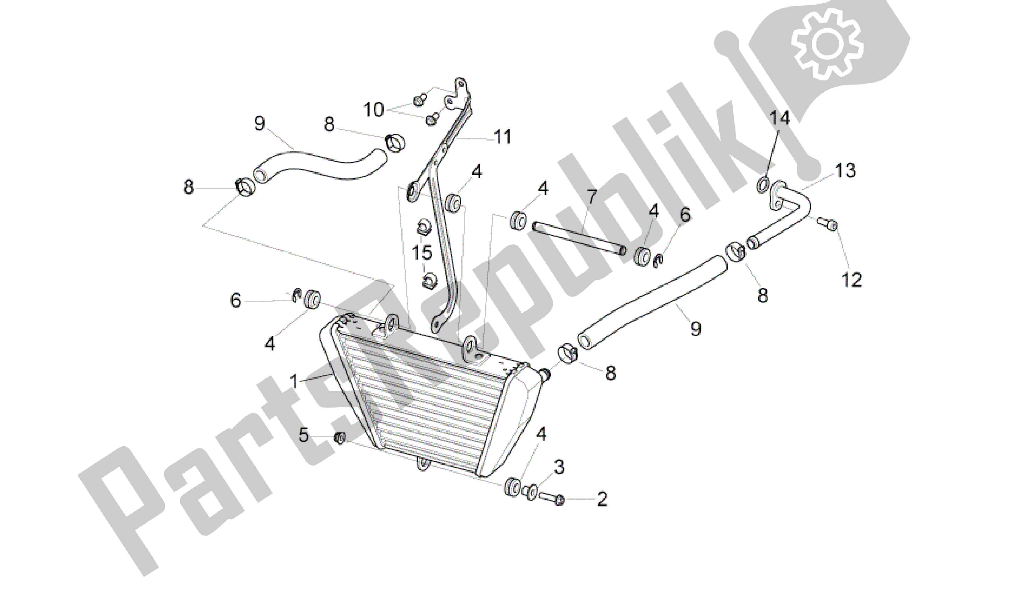 All parts for the Oil Radiator of the Aprilia RSV4 Tuono V4 R Aprc ABS 1000 2014