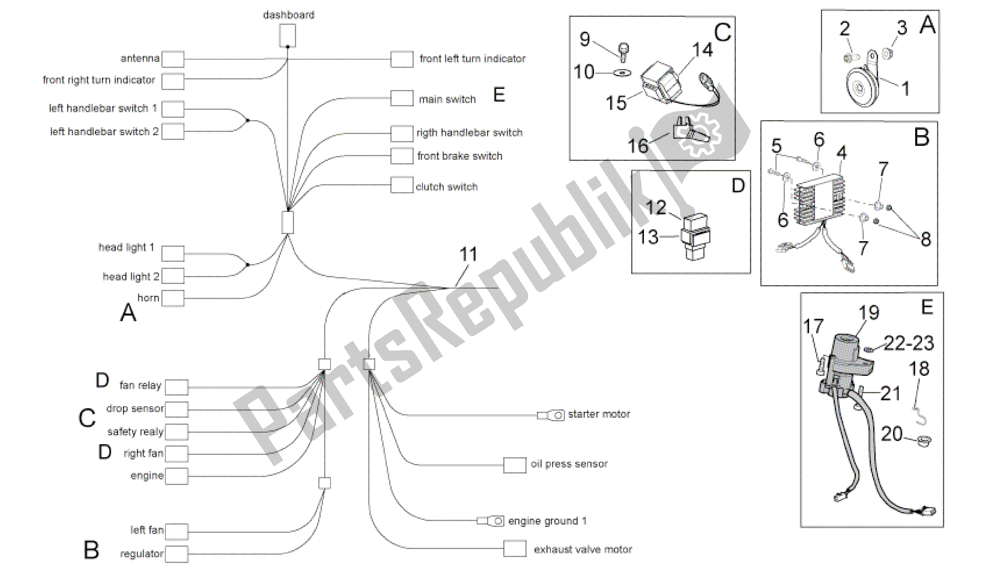 All parts for the Electrical System I of the Aprilia RSV4 Tuono V4 R Aprc ABS 1000 2014