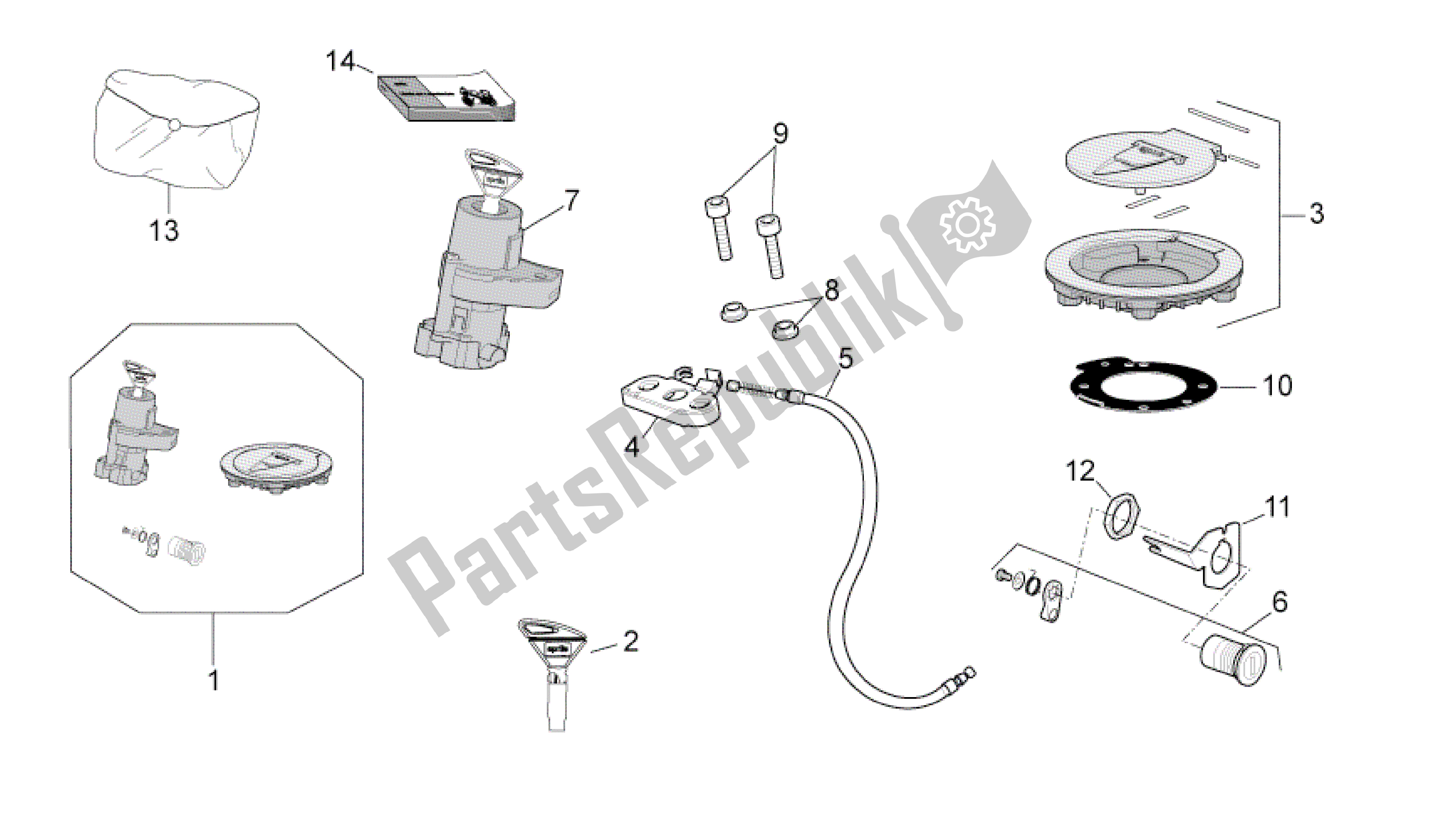 Alle onderdelen voor de Slot Hardware Kit van de Aprilia RSV4 Tuono V4 R Aprc ABS 1000 2014
