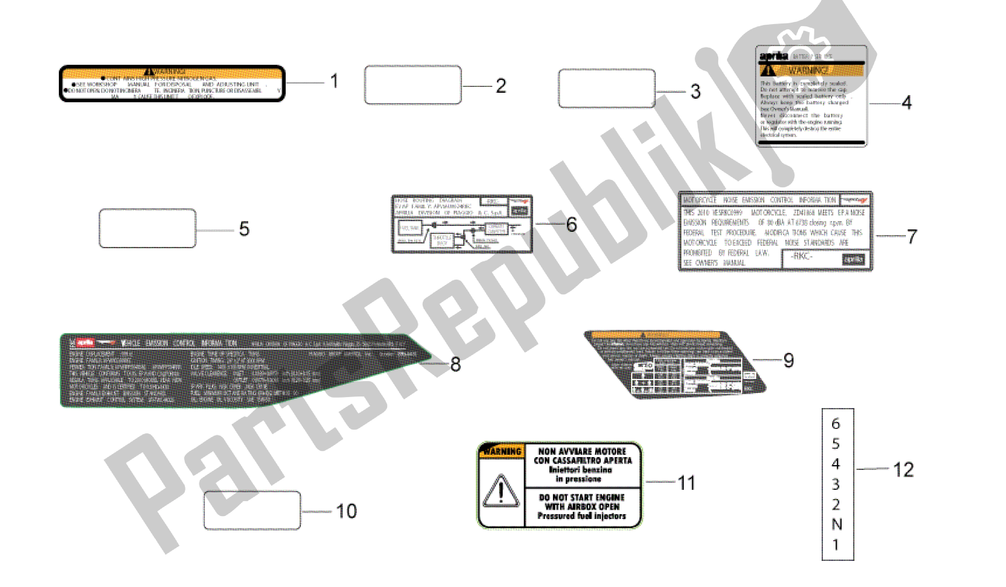 Todas las partes para Juego De Placas Y Calcomanía de Aprilia RSV4 Tuono V4 R Aprc ABS 1000 2014