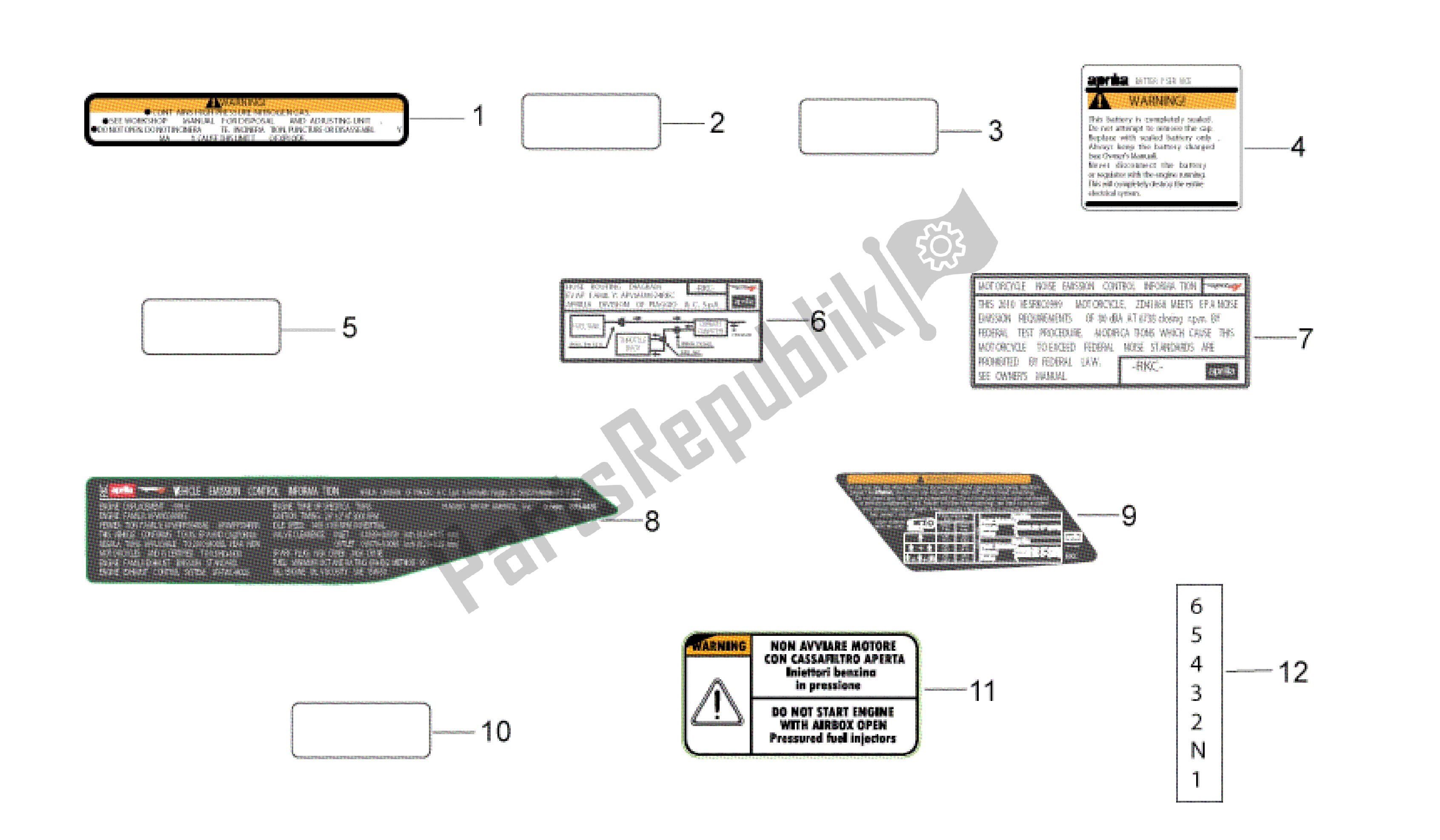 Todas as partes de Conjunto De Placas E Decalque do Aprilia RSV4 Tuono V4 R Aprc ABS 1000 2014