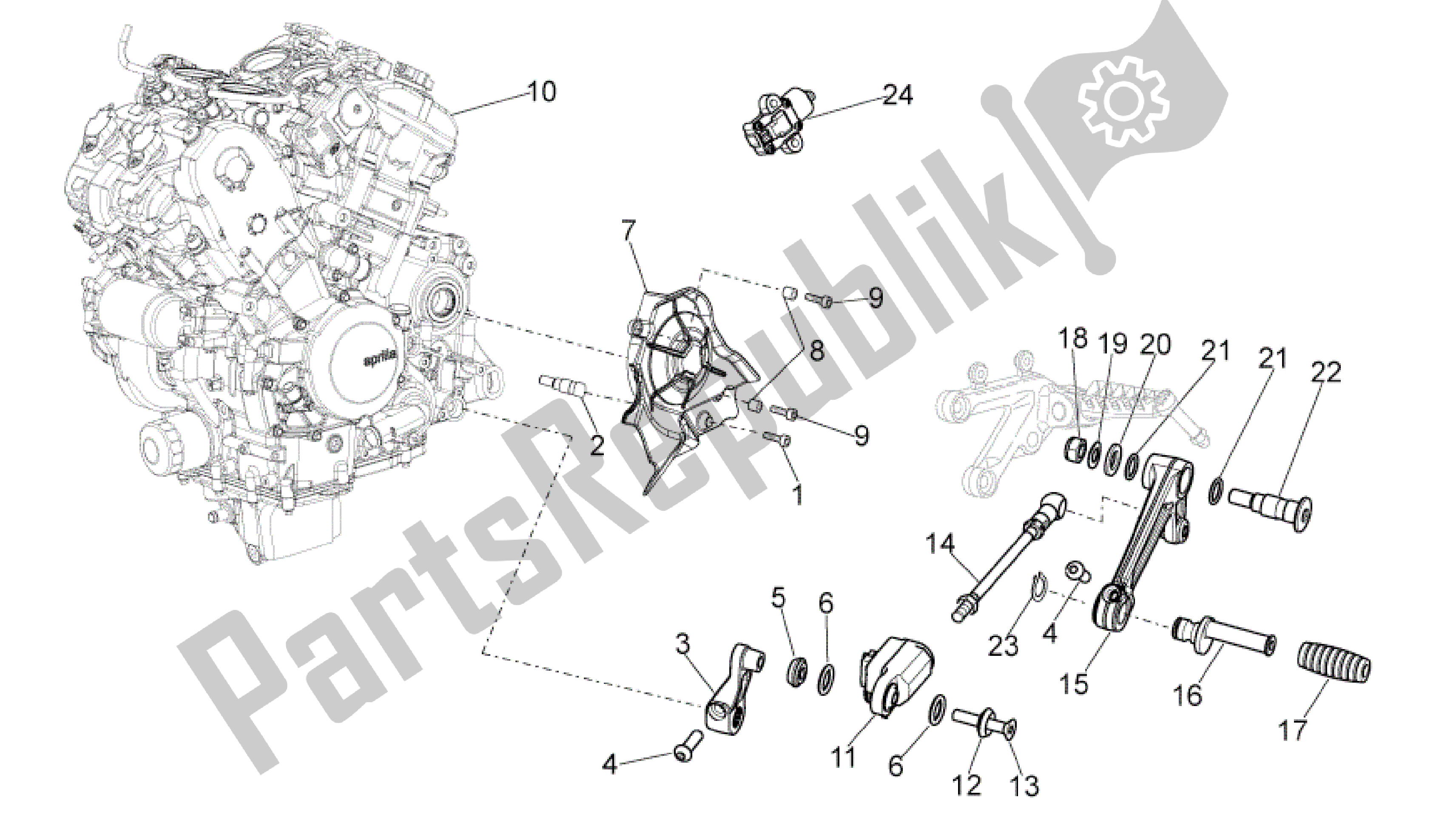 Alle onderdelen voor de Motor van de Aprilia RSV4 Tuono V4 R Aprc ABS 1000 2014