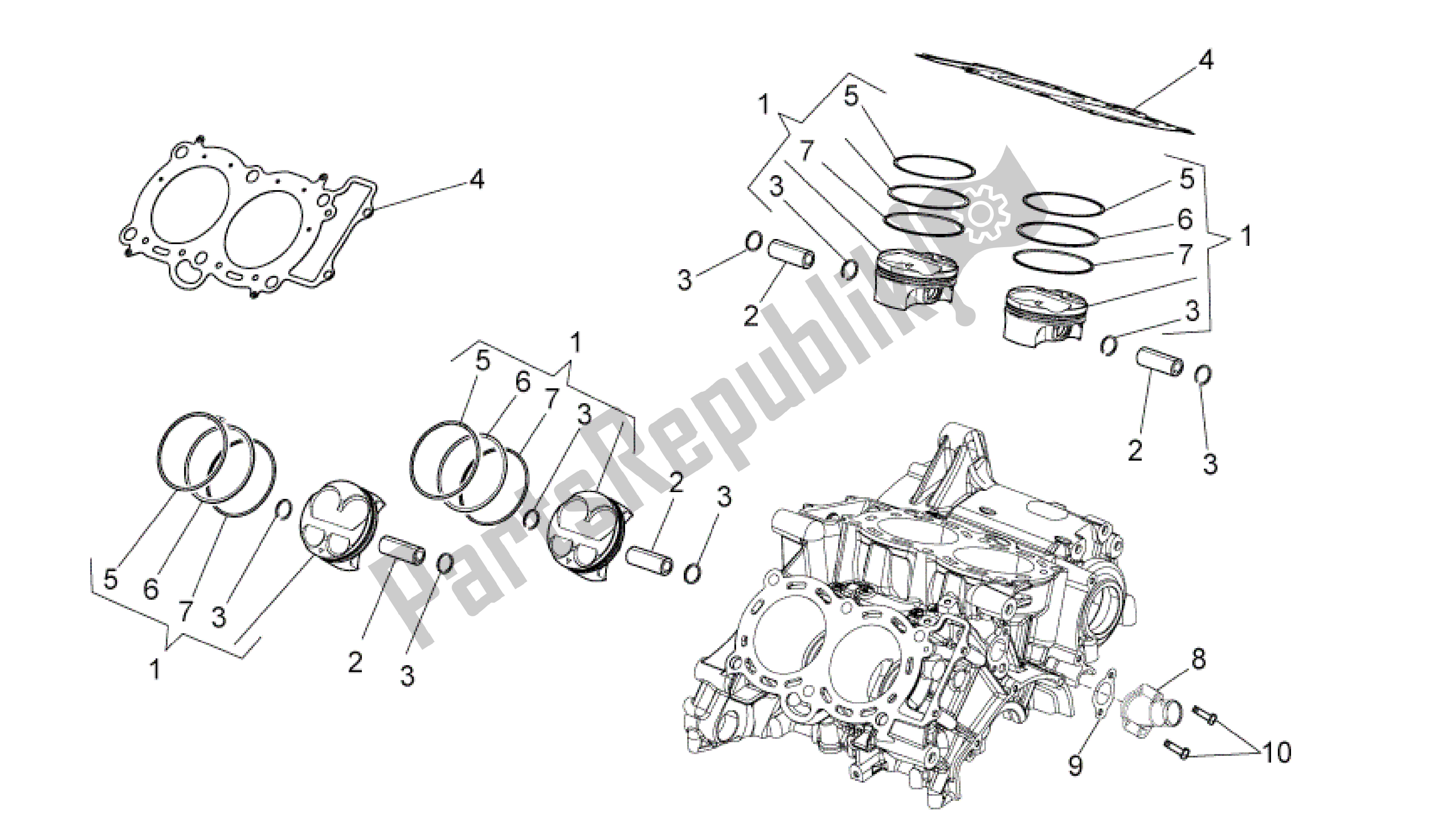 Tutte le parti per il Cilindro - Pistone del Aprilia RSV4 Tuono V4 R Aprc ABS 1000 2014