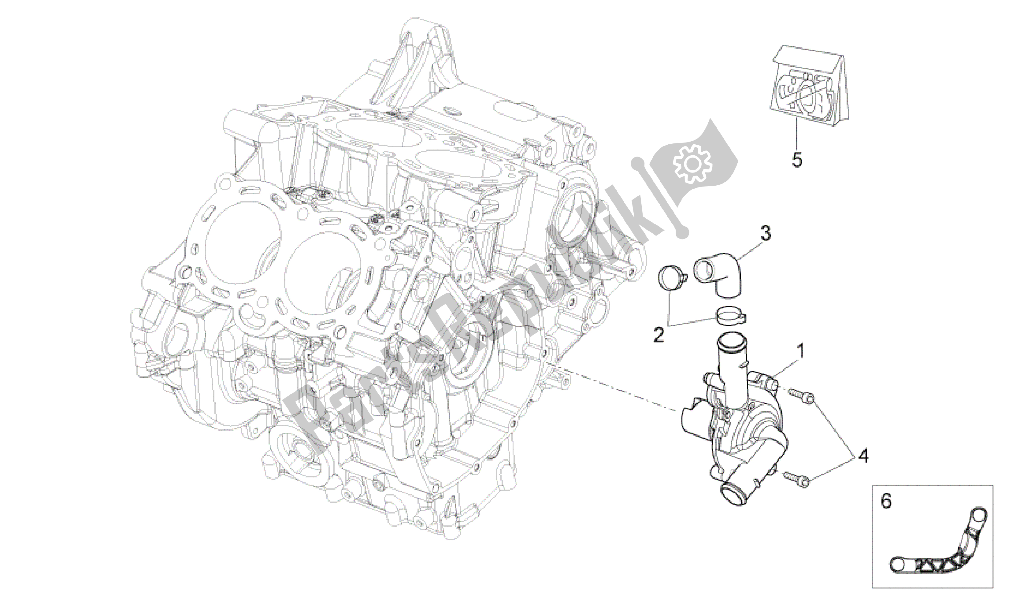 Alle onderdelen voor de Waterpomp van de Aprilia RSV4 Tuono V4 R Aprc ABS 1000 2014