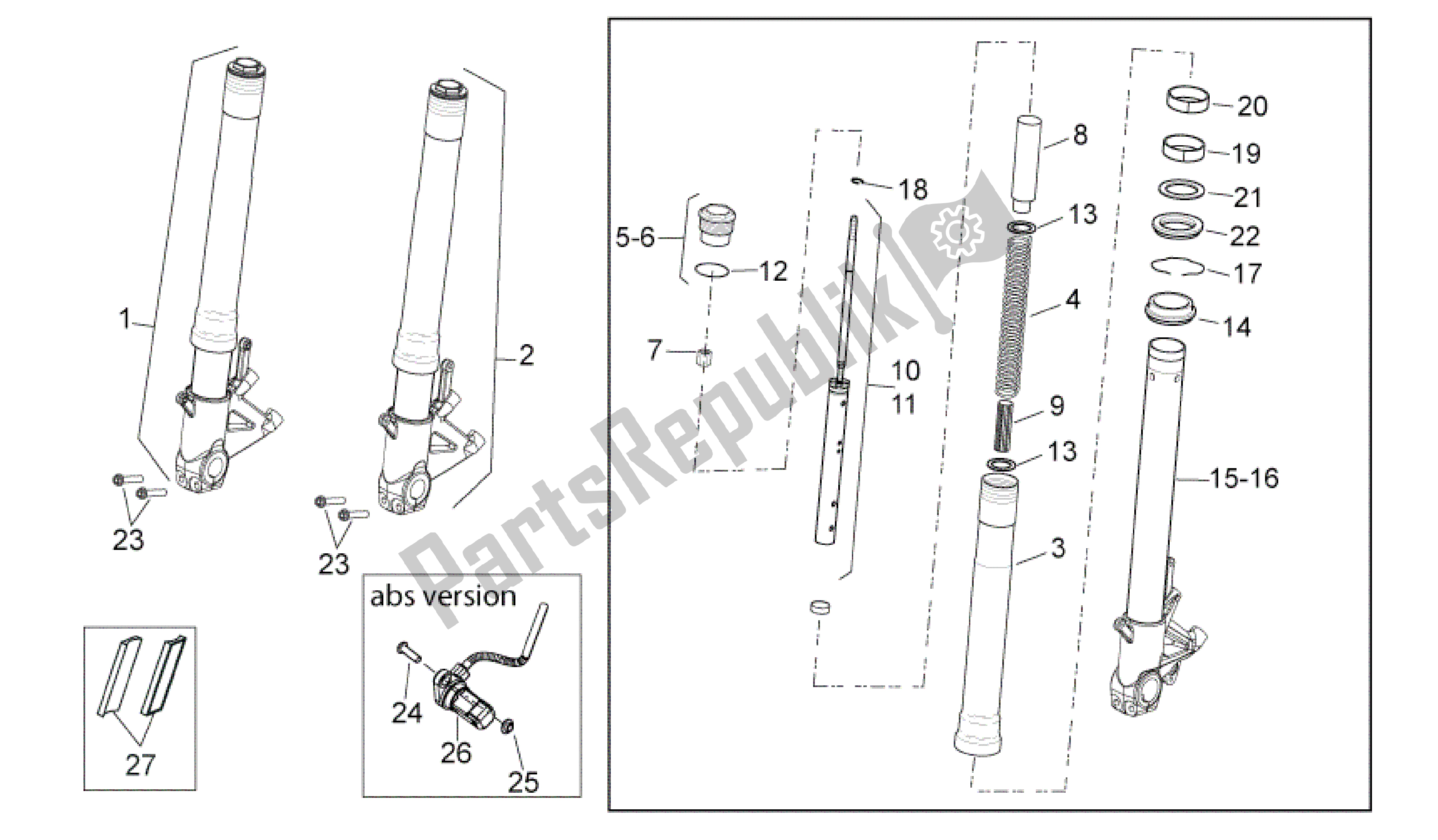 Toutes les pièces pour le Fourche Avant du Aprilia Dorsoduro 1200 2010 - 2013