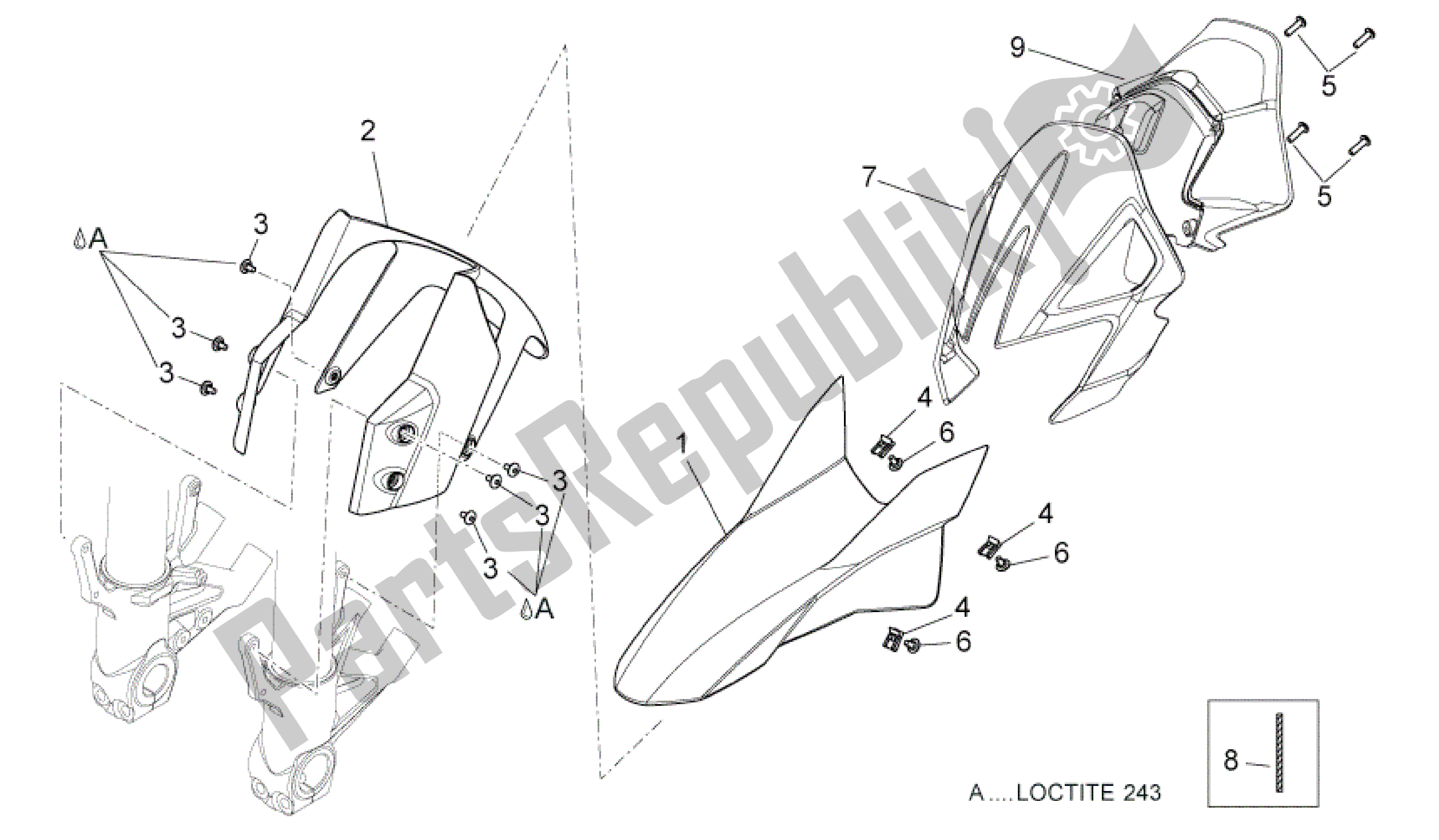 Todas las partes para Cuerpo Delantero - Guardabarros Delantero de Aprilia Dorsoduro 1200 2010 - 2013