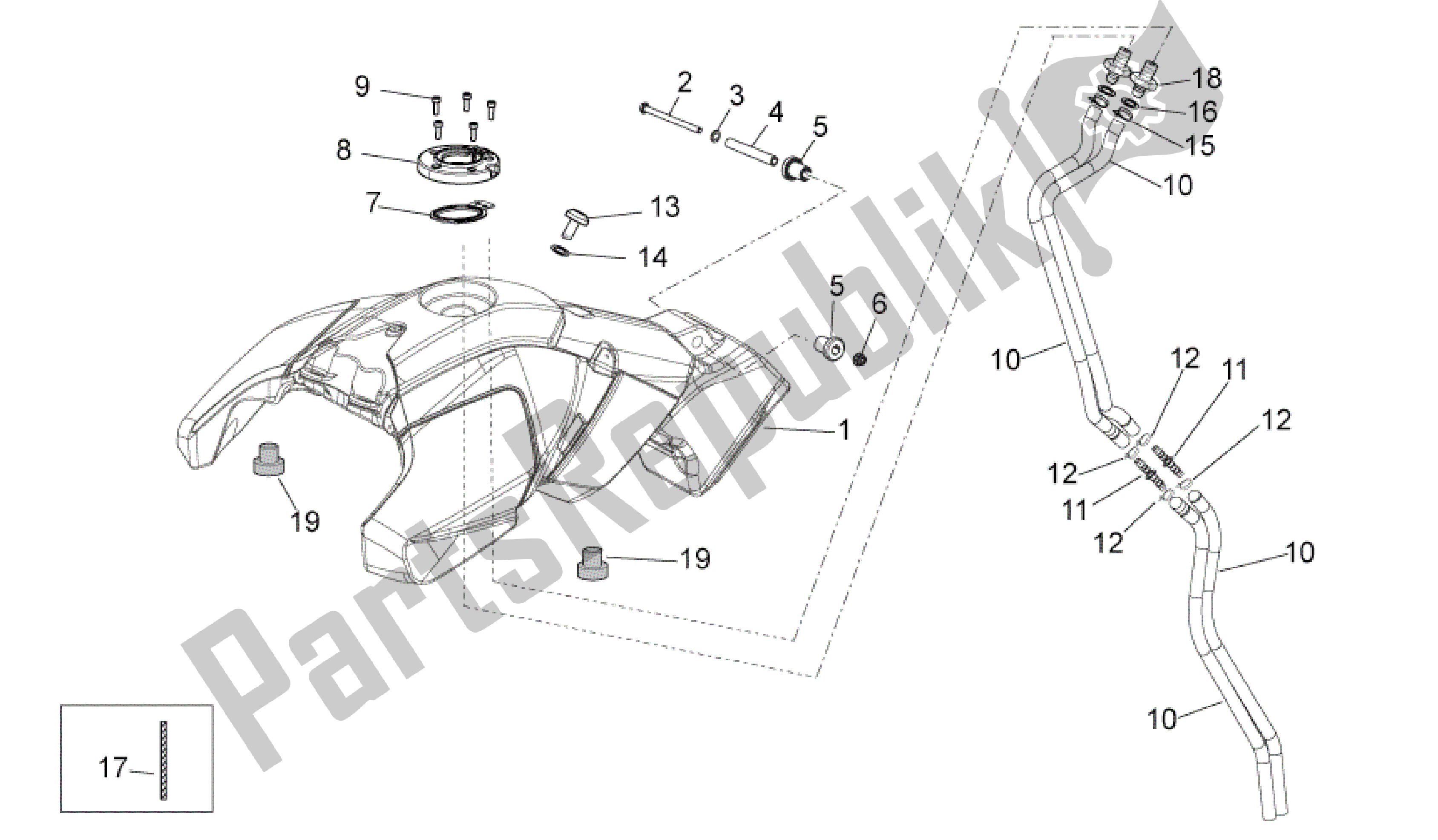 Todas as partes de Tanque De Combustível do Aprilia Dorsoduro 1200 2010 - 2013