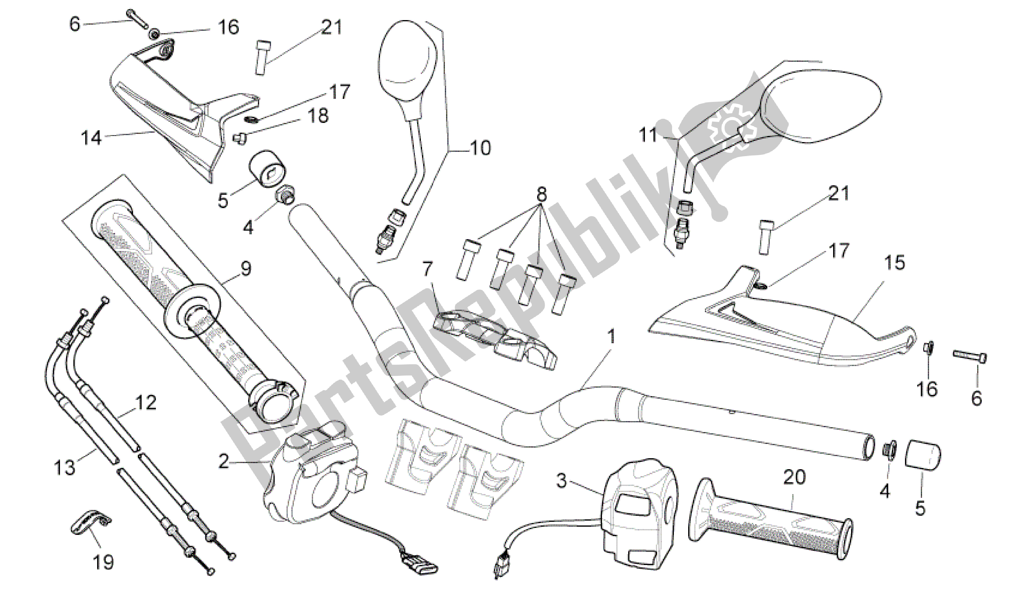 All parts for the Handlebar - Controls of the Aprilia Dorsoduro 1200 2010 - 2013