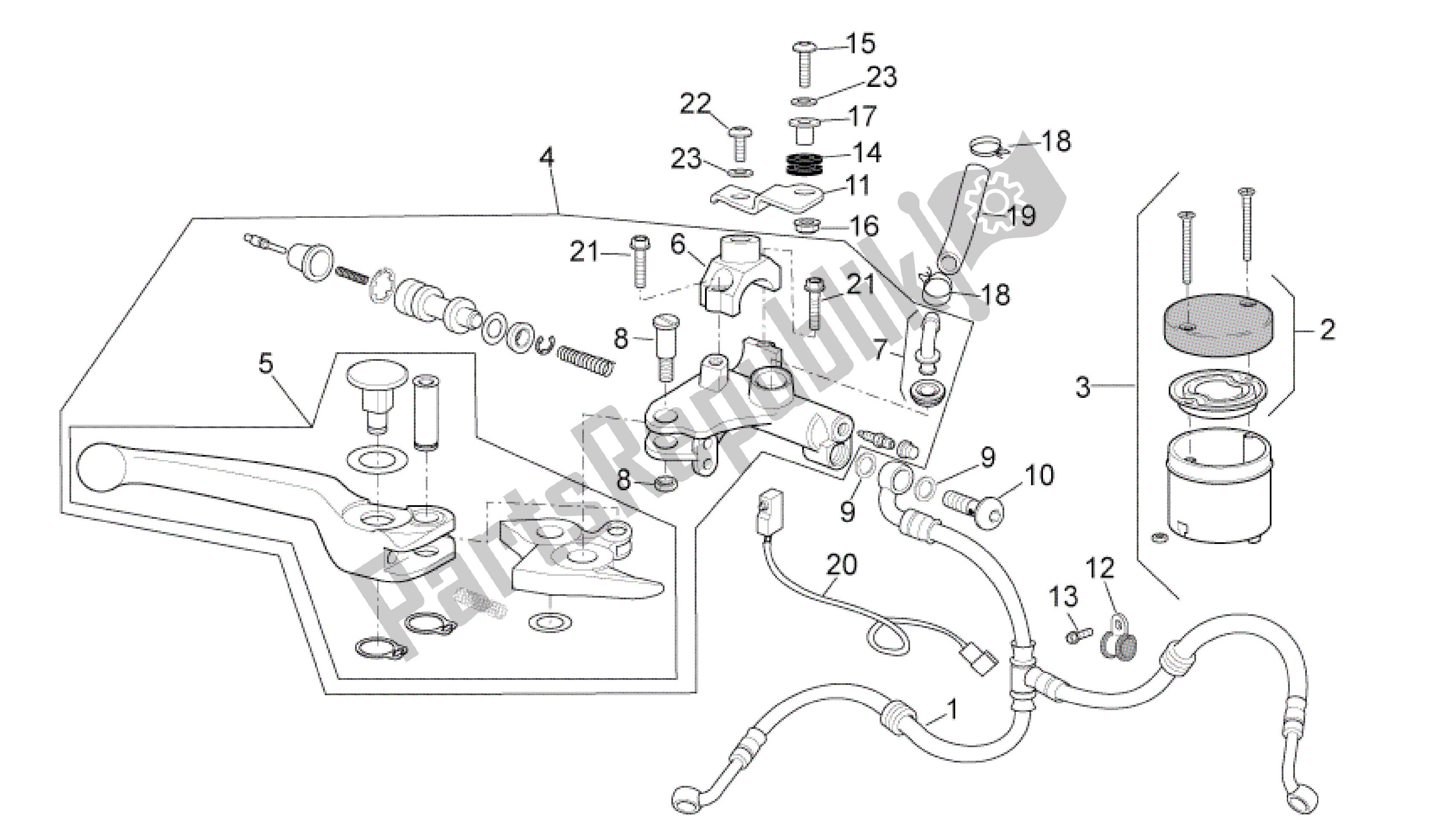 Todas as partes de Cilindro Mestre Dianteiro I do Aprilia Dorsoduro 1200 2010 - 2013