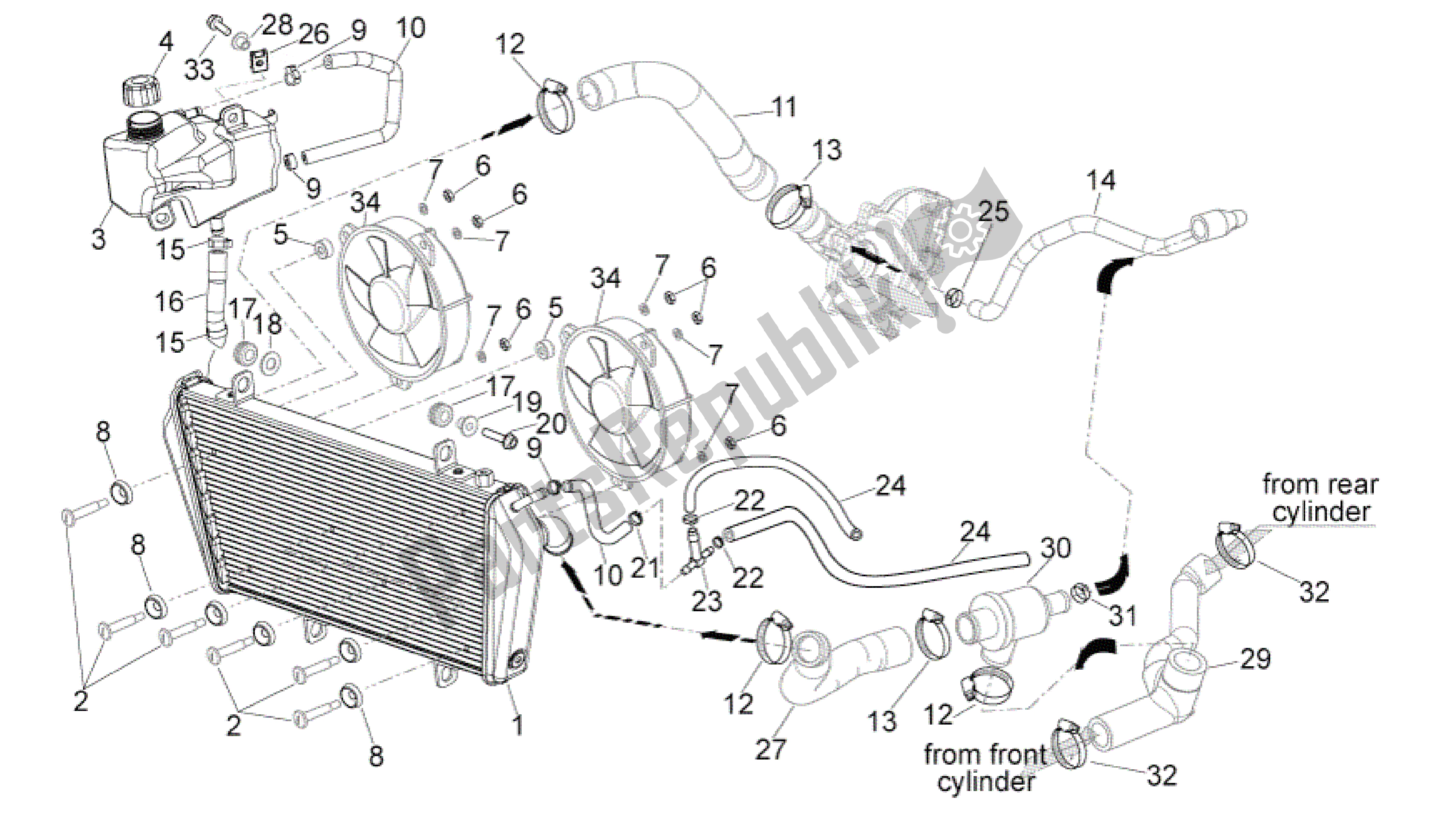 Todas as partes de Sistema De Refrigeração do Aprilia Dorsoduro 1200 2010 - 2013