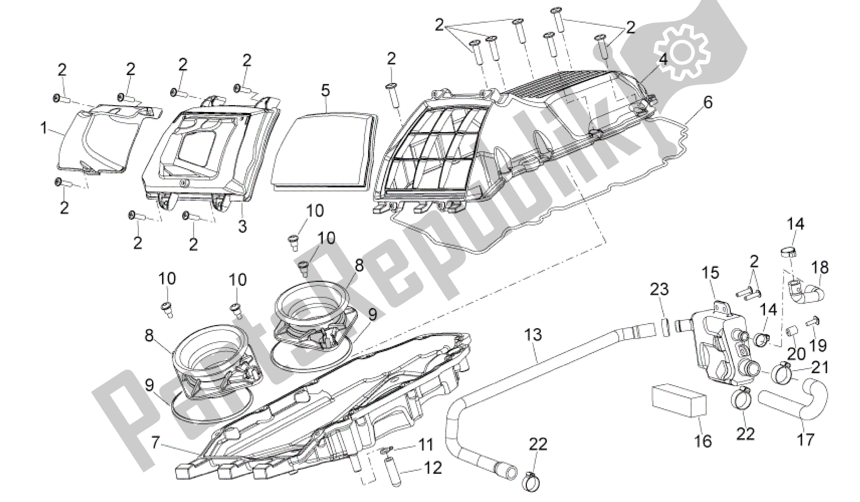 Tutte le parti per il Air Box del Aprilia Dorsoduro 1200 2010 - 2013