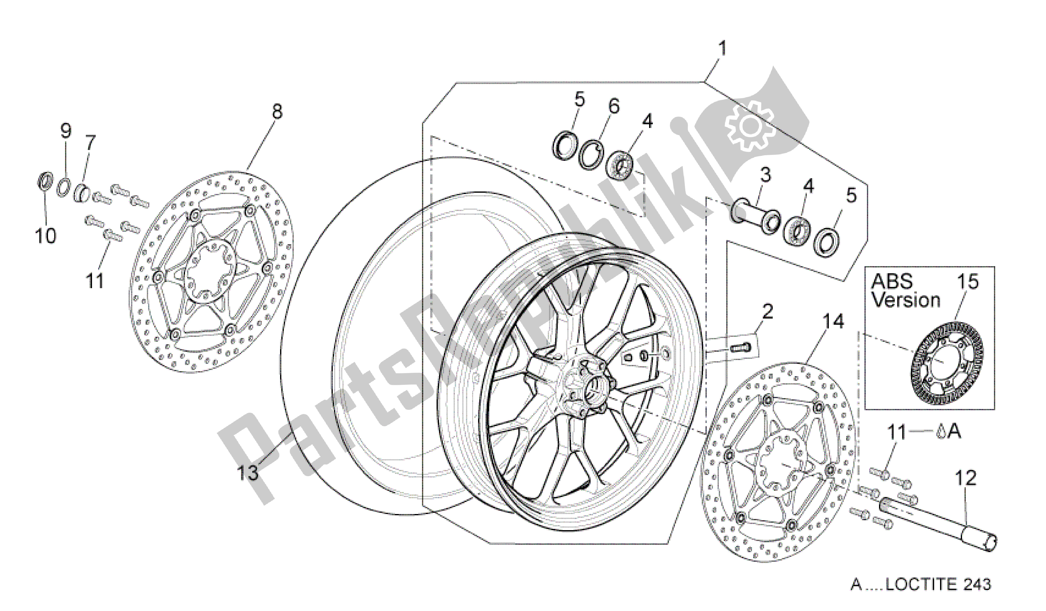 All parts for the Front Wheel of the Aprilia Dorsoduro 1200 2010 - 2013