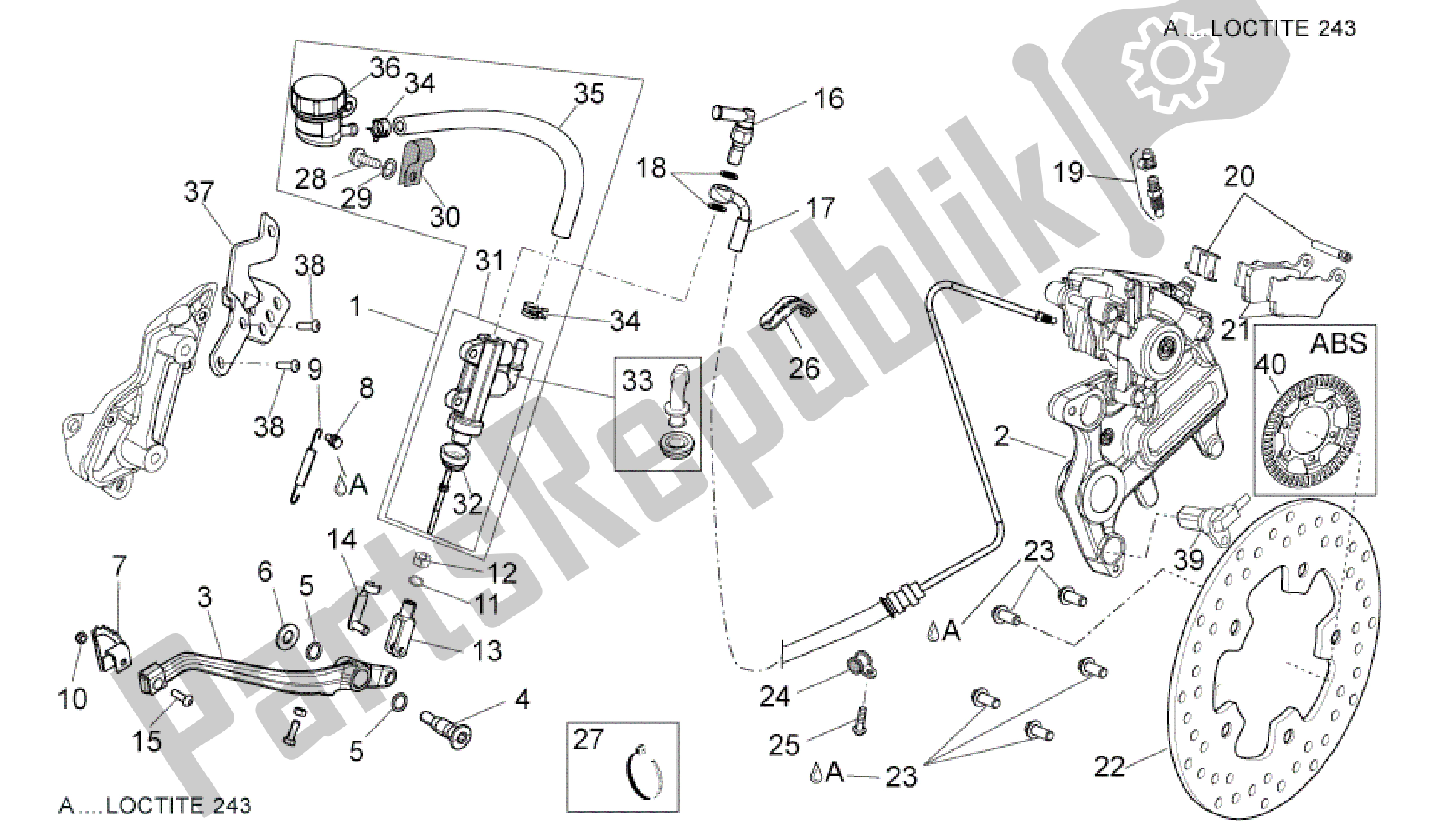 Todas las partes para Sistema De Freno Trasero I de Aprilia Dorsoduro 1200 2010 - 2013